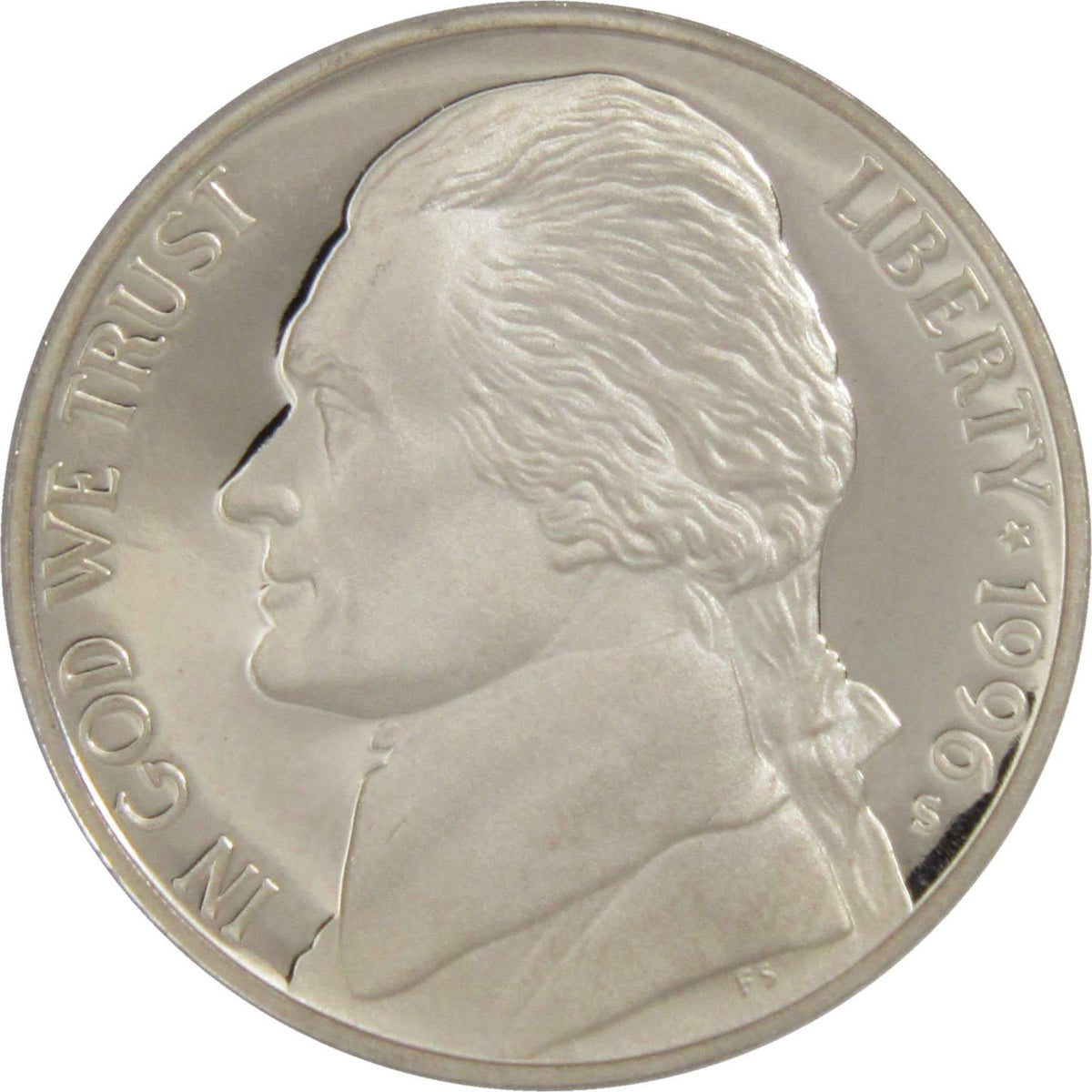 1996 S Jefferson Nickel Proof 5c Coin Collectible