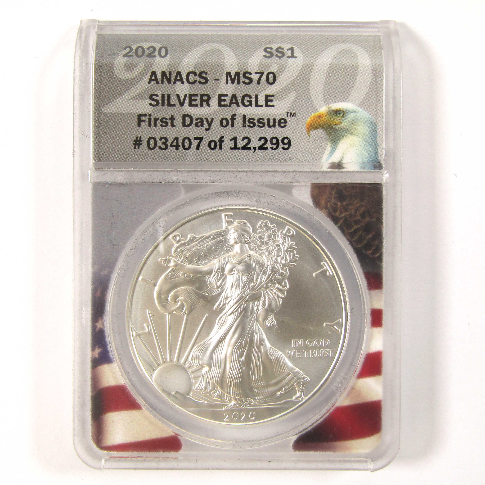 2020 American Silver Eagle MS 70 ANACS $1 Coin First Day SKU:CPC3497