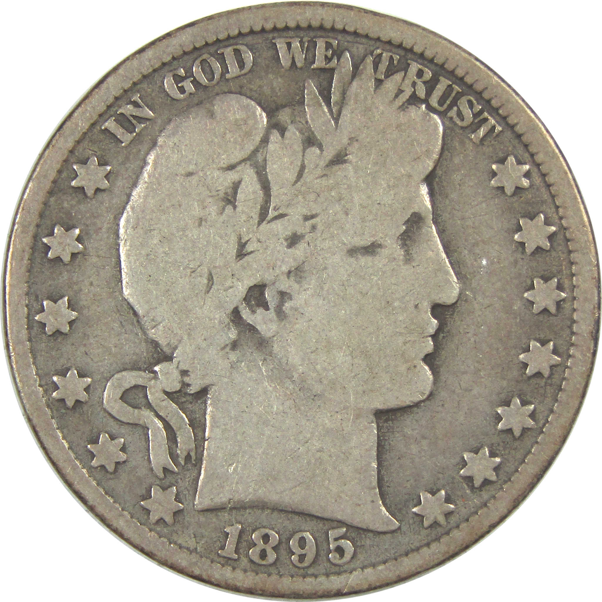 1895 Barber Half Dollar VG Very Good Silver 50c Coin SKU:I15567