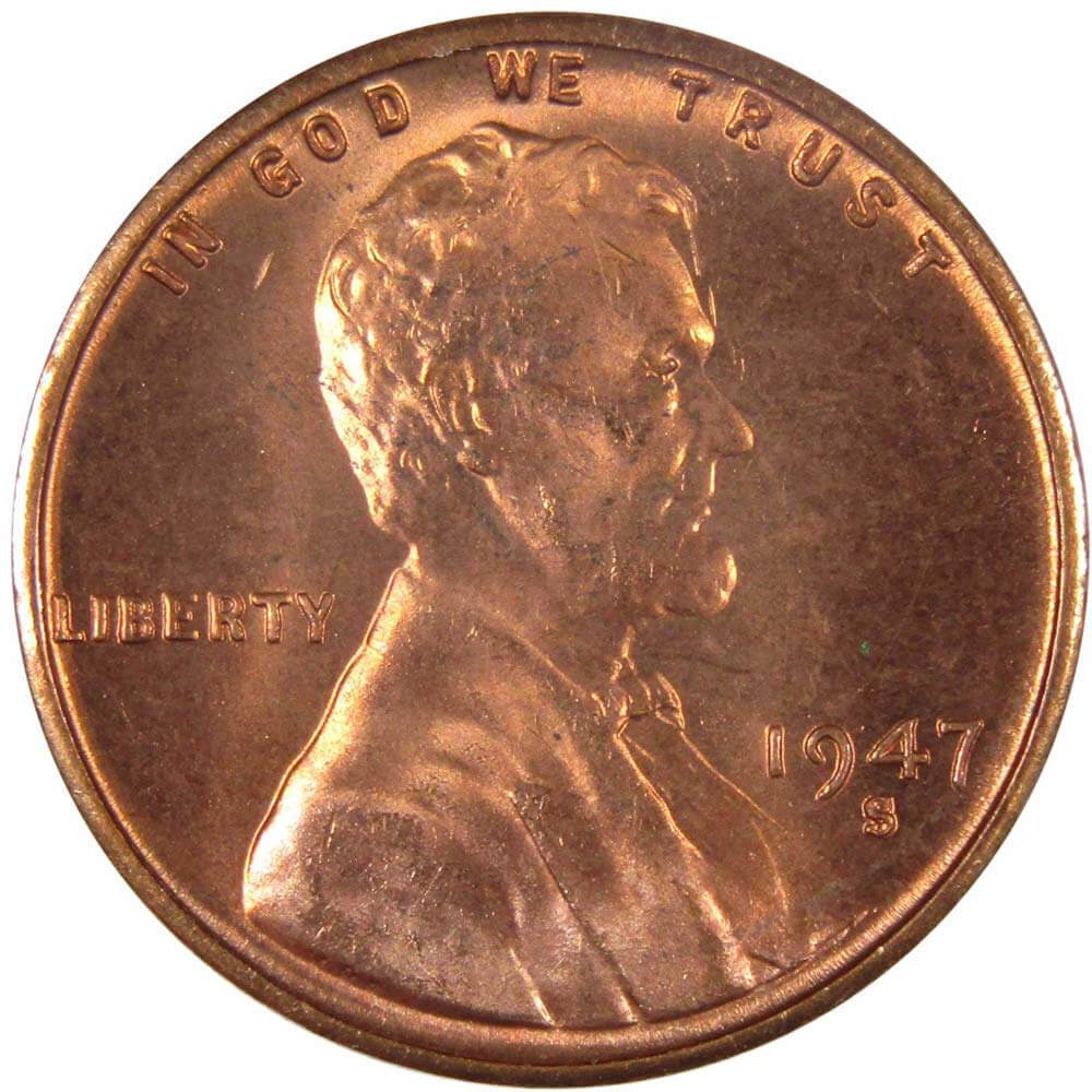1947 S Lincoln Wheat Cent Uncirculated Mint State Penny 1c Coin