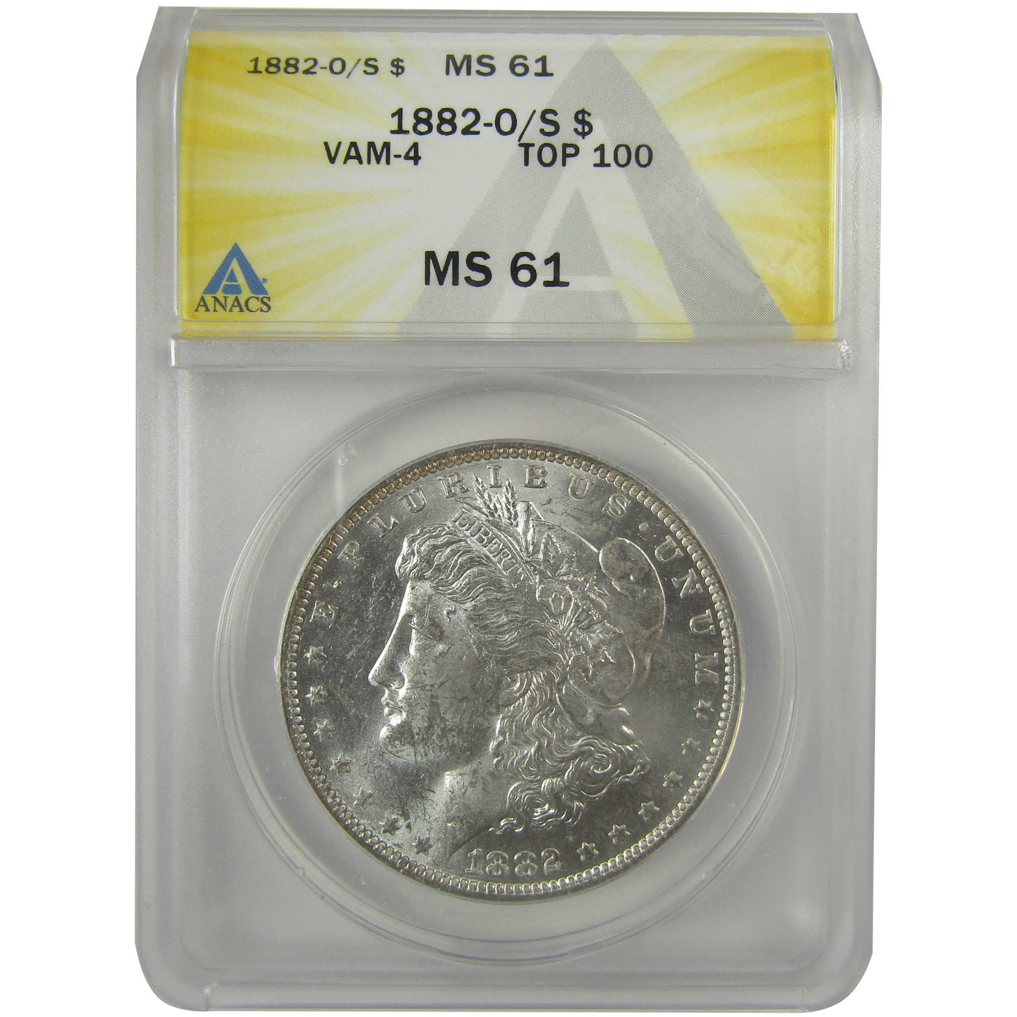 1882 O/S VAM-4 Recessed Top 100 Morgan Dollar MS 61 ANACS SKU:I21932 - Morgan coin - Morgan silver dollar - Morgan silver dollar for sale - Profile Coins &amp; Collectibles