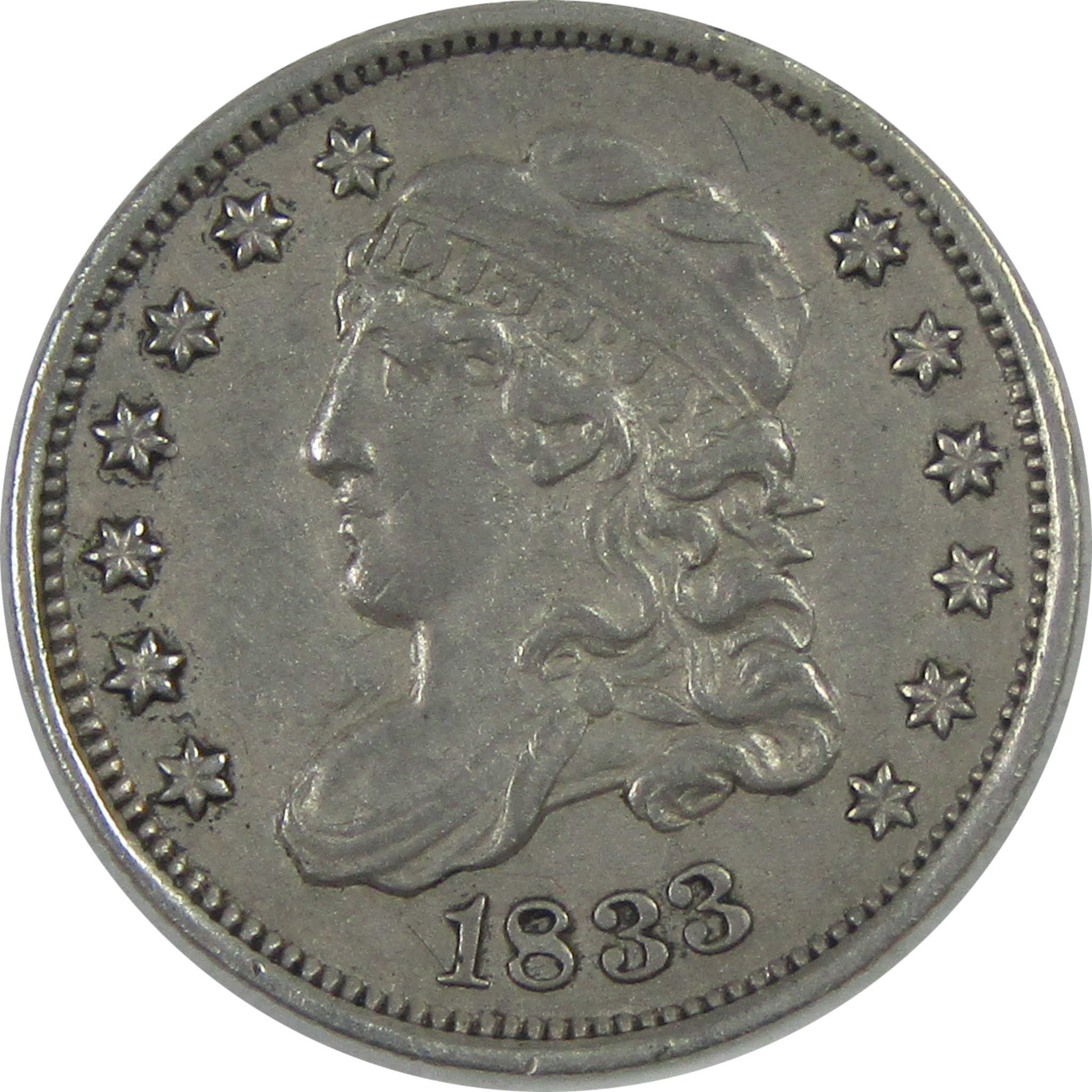 1833 Capped Bust Half Dime AU About Unc Details Silver SKU:I16046