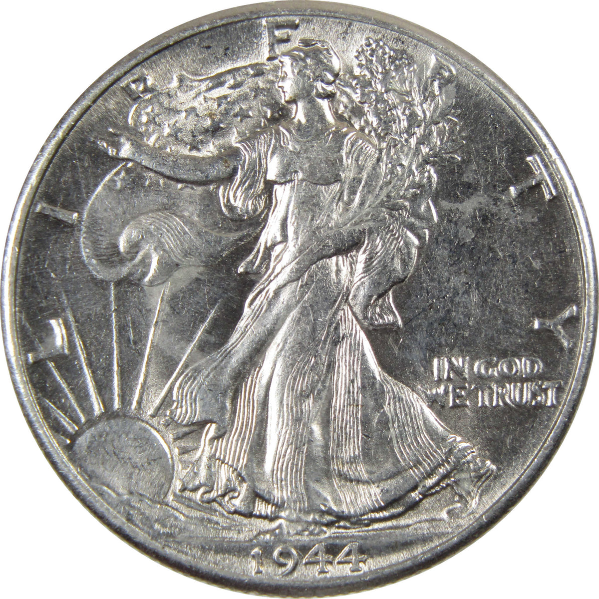 1944 Liberty Walking Silver 50c Borderline Uncirculated SKU:I28662