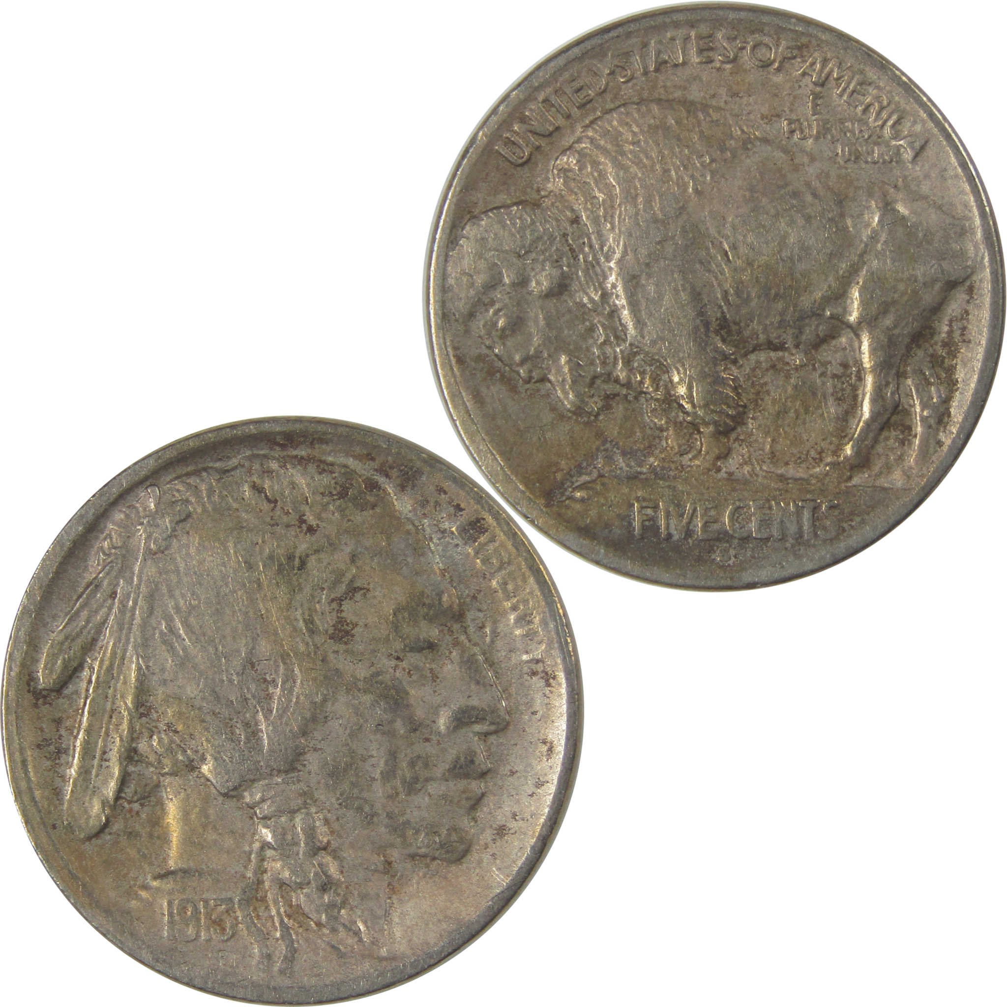 1913 S Type 1 Buffalo Nickel VF Very Fine Details 5c Coin SKU:I22883