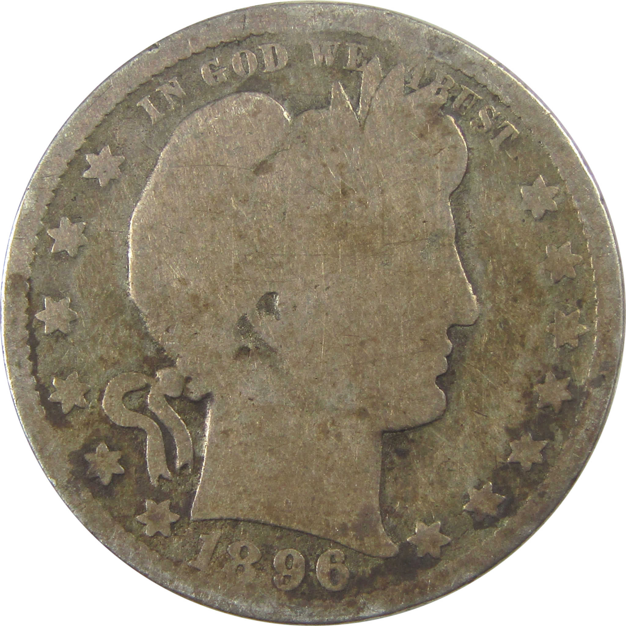 1896 O Barber Quarter AG About Good Silver 25c Coin SKU:I21886