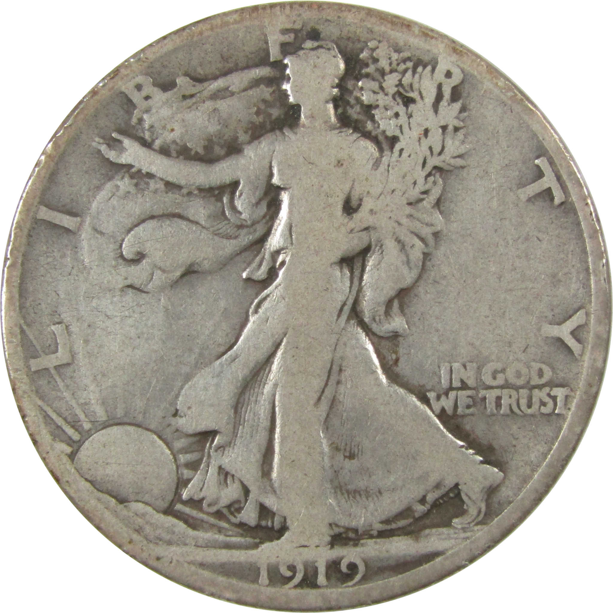 1919 D Liberty Walking Silver Half Dollar VG Very Good SKU:I24625