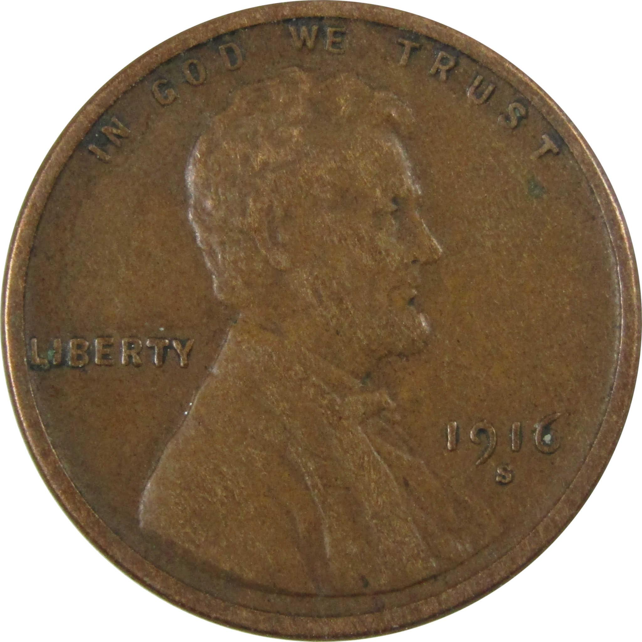 1916 S Lincoln Wheat Cent VF Very Fine Penny 1c Coin SKU:I25846