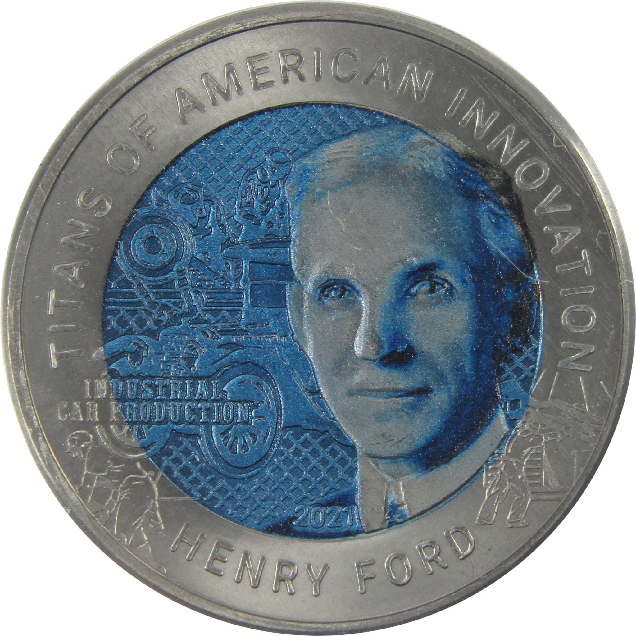 2021 Henry Ford Titans of American 2 Cedi Uncirculated 0.99 Titanium