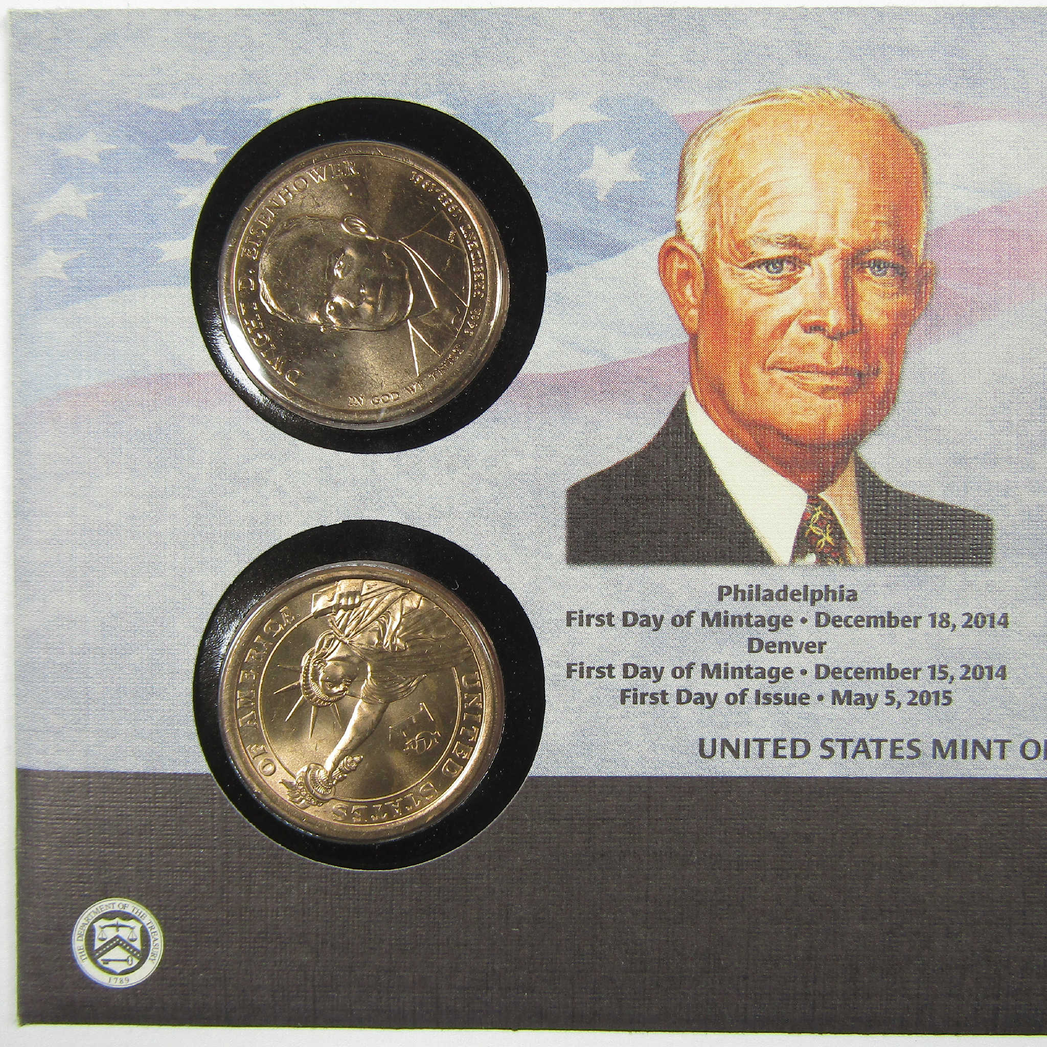 2015 Dwight Eisenhower American Presidency $1 Coin Cover SKU:CPC9875