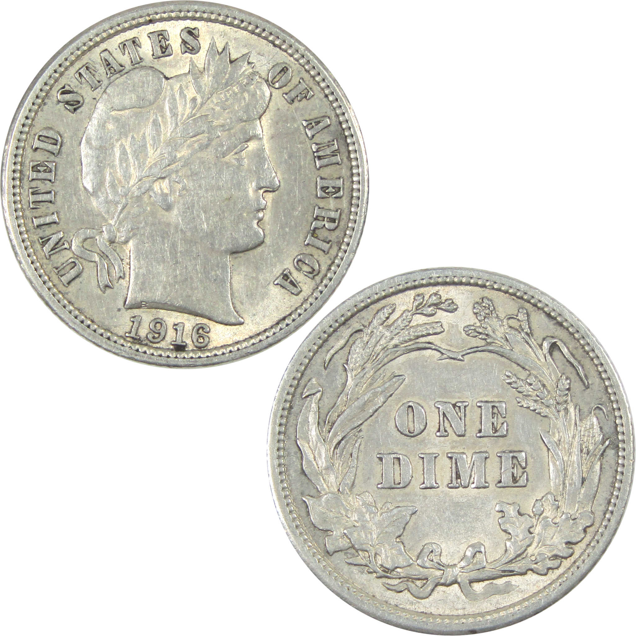 1916 Barber Dime AU About Uncirculated Silver 10c Coin SKU:I15200