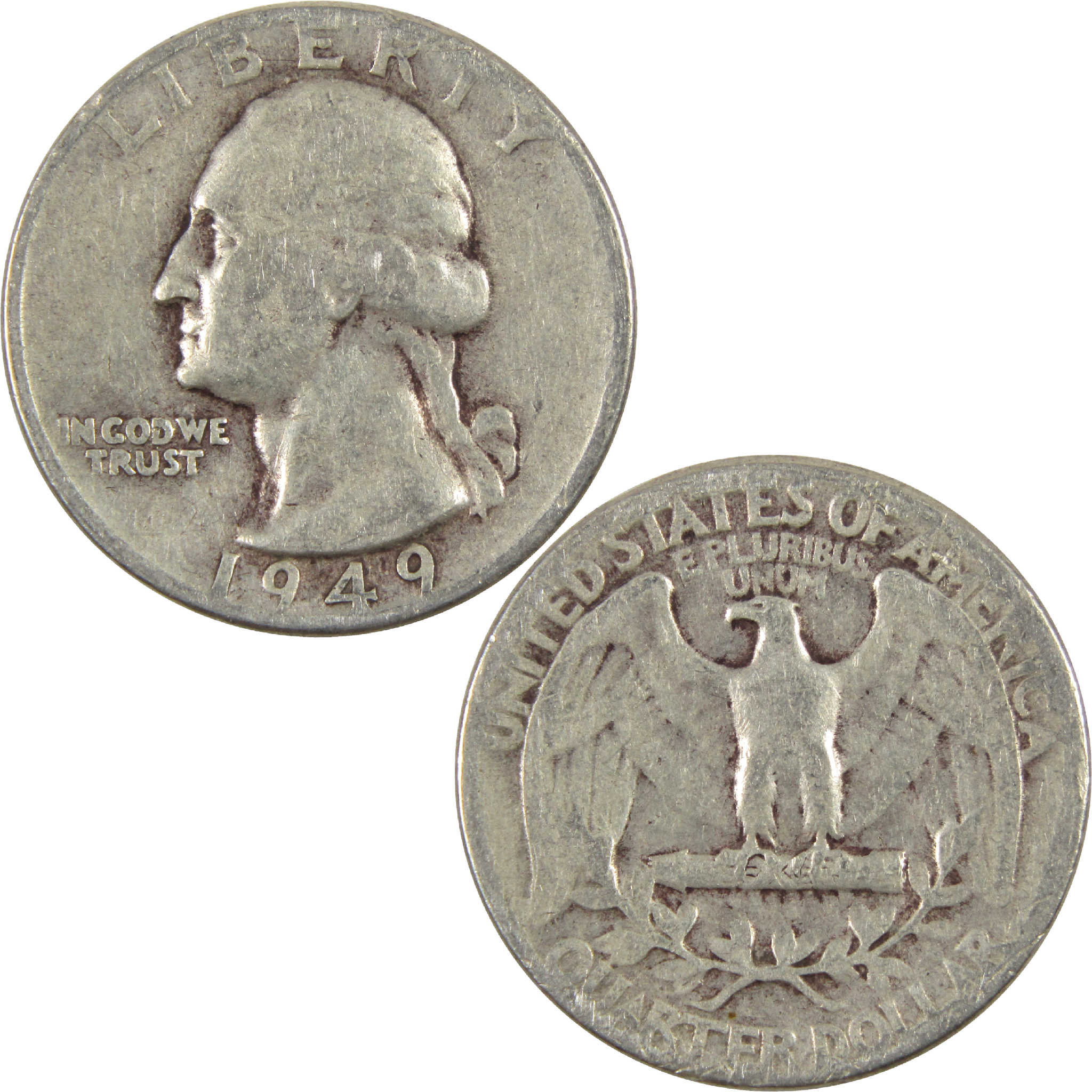 1949 Washington Quarter G Good Silver 25c Coin