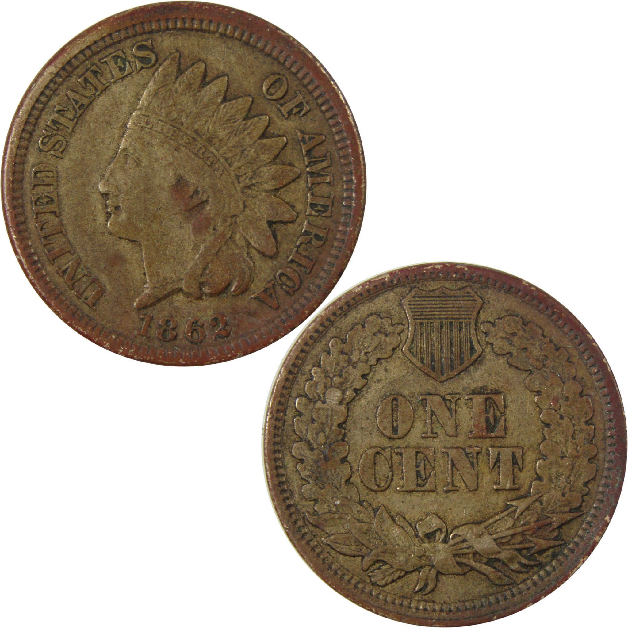 1862 Indian Head Cent VF Very Fine Details Penny 1c Coin SKU:CP1188