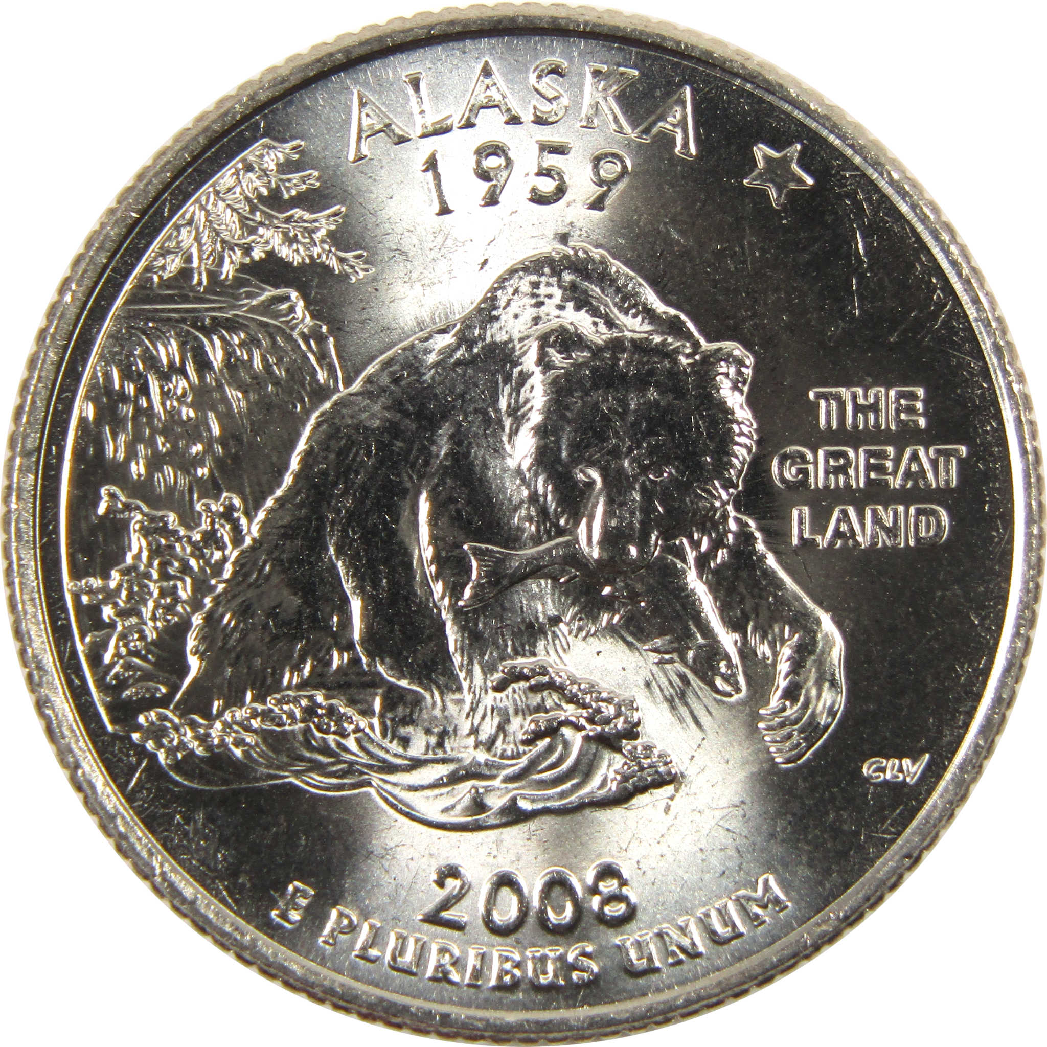 2008 D Alaska State Quarter BU Uncirculated Clad 25c Coin