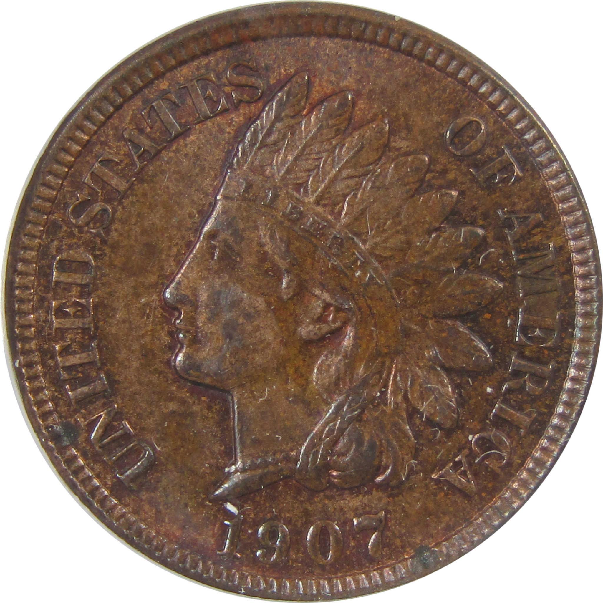 1907 Indian Head Cent AU 58 Details ANACS Penny 1c Coin SKU:I25463