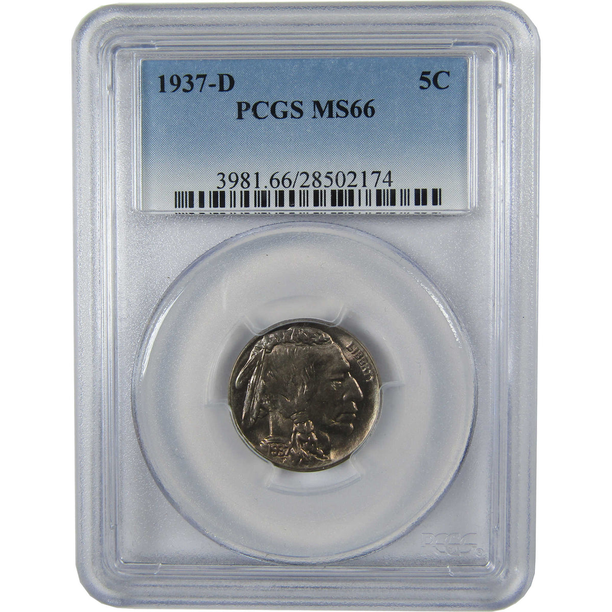 1937 D Indian Head Buffalo Nickel MS 66 PCGS Uncirculated 5c Coin