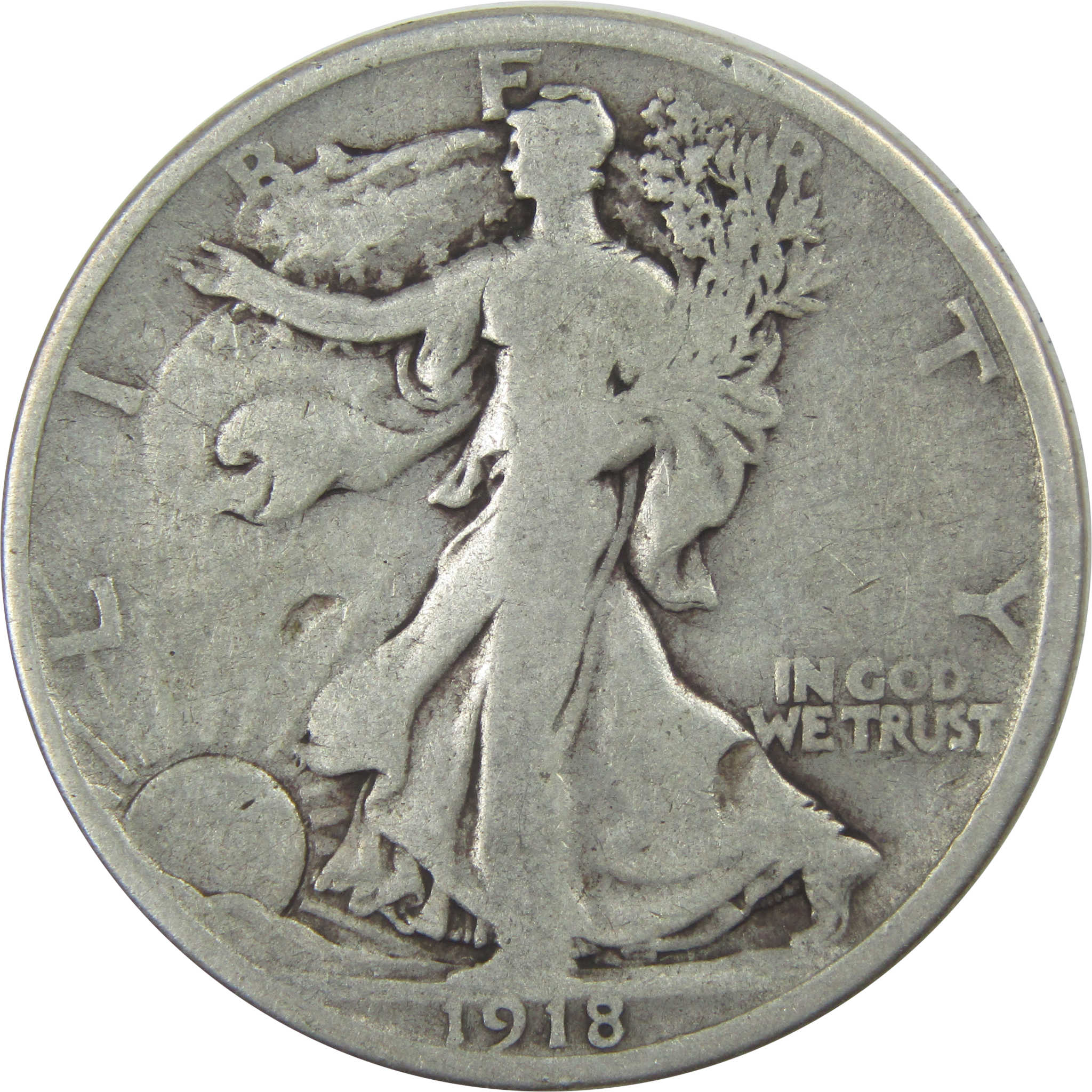 1918 D Liberty Walking Half Dollar VG Very Good Silver 50c SKU:I15272