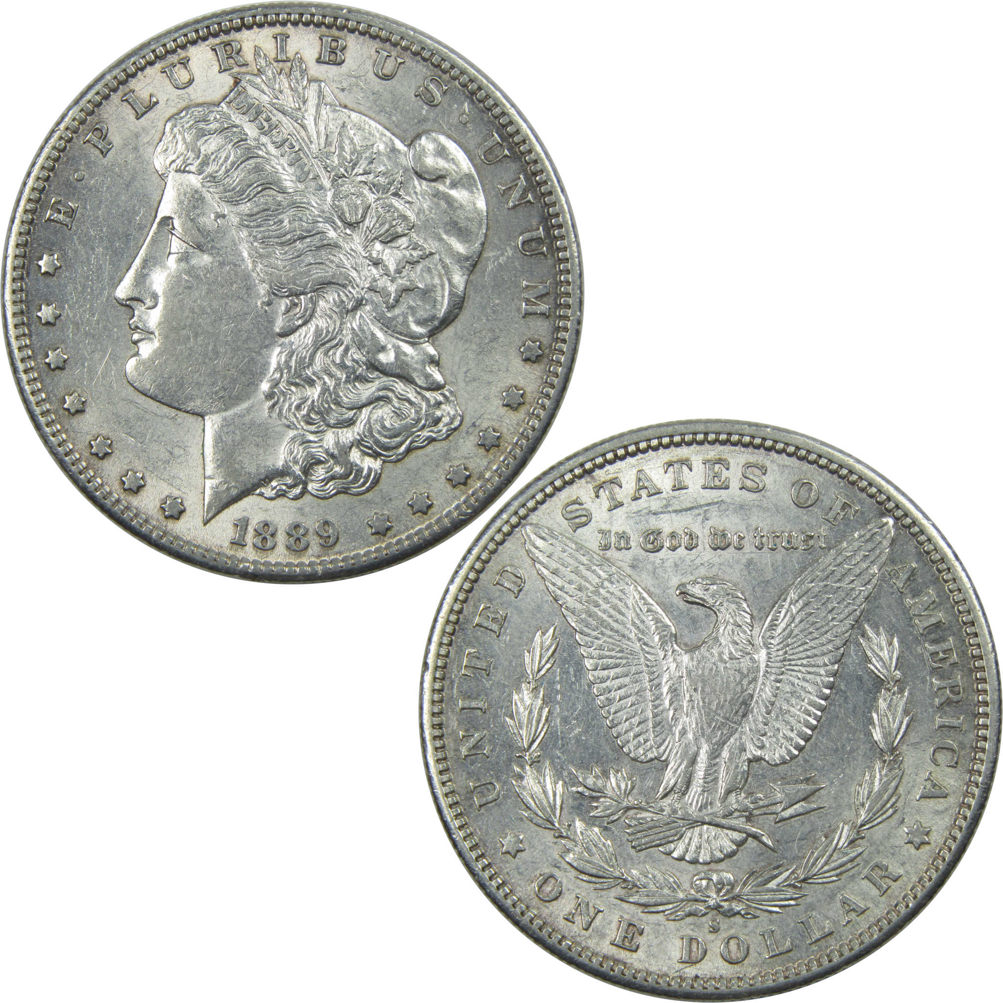 1889 S Morgan Dollar AU About Uncirculated Silver $1 Coin SKU:I15247 - Morgan coin - Morgan silver dollar - Morgan silver dollar for sale - Profile Coins &amp; Collectibles