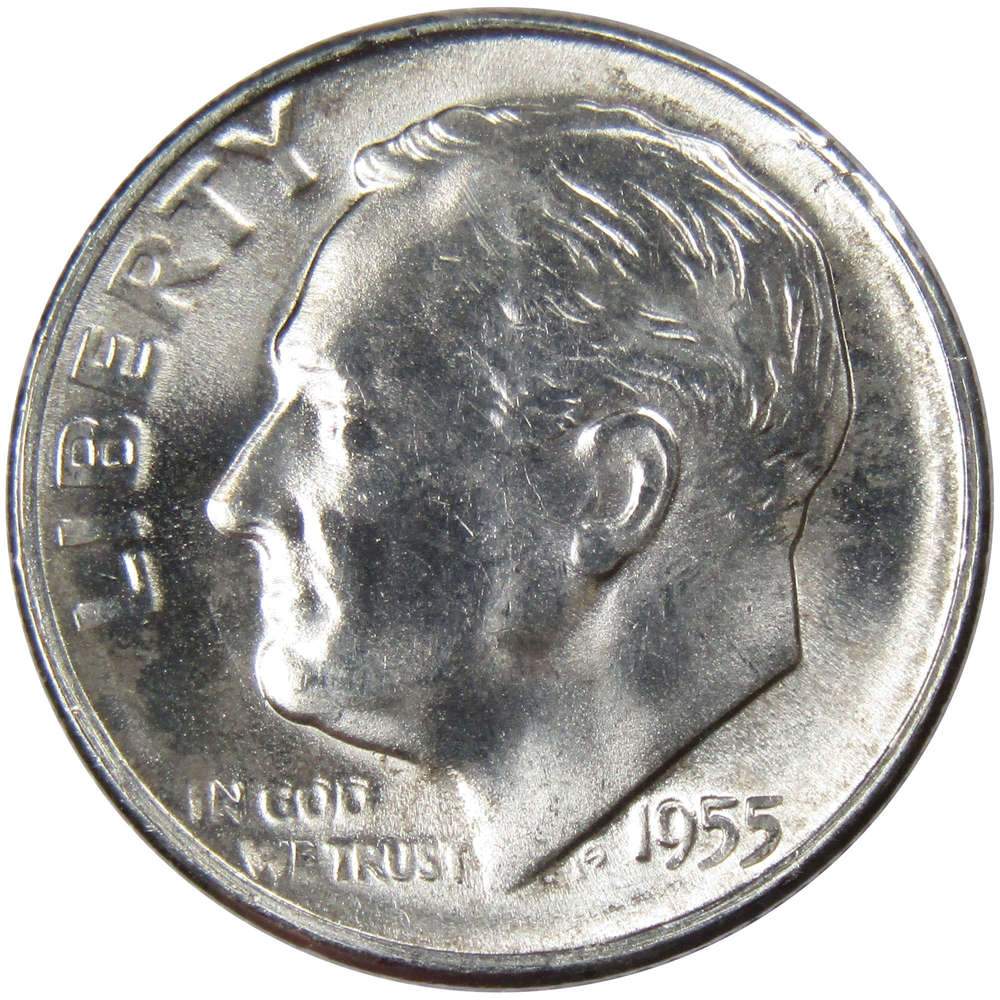 1955 S Roosevelt Silver Dime Uncirculated Mint State 10c Coin