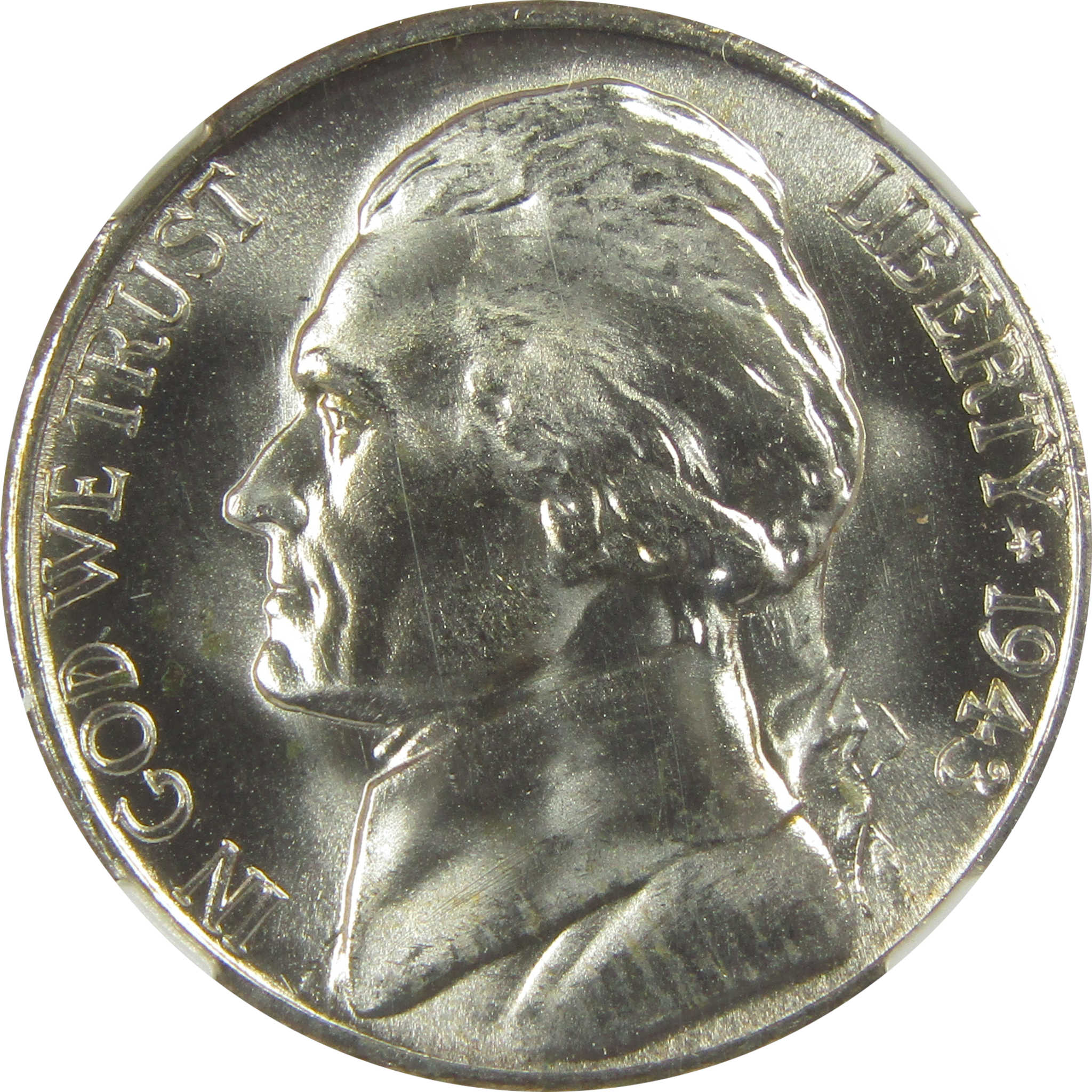 1943 S Jefferson Nickel MS 66 NGC Silver Bag Fragment SKU:I20310