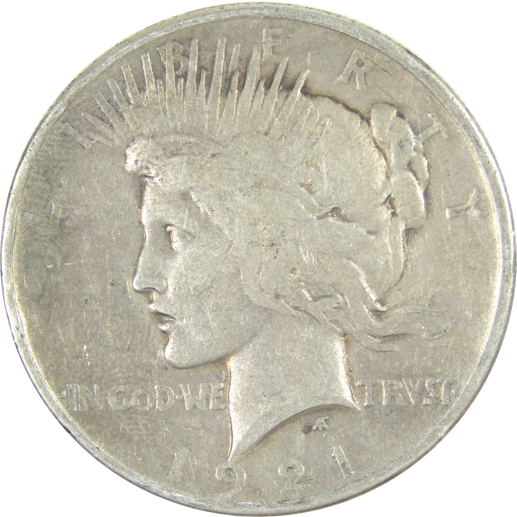 1921 High Relief Peace Dollar F Fine Silver $1 Coin SKU:I16513