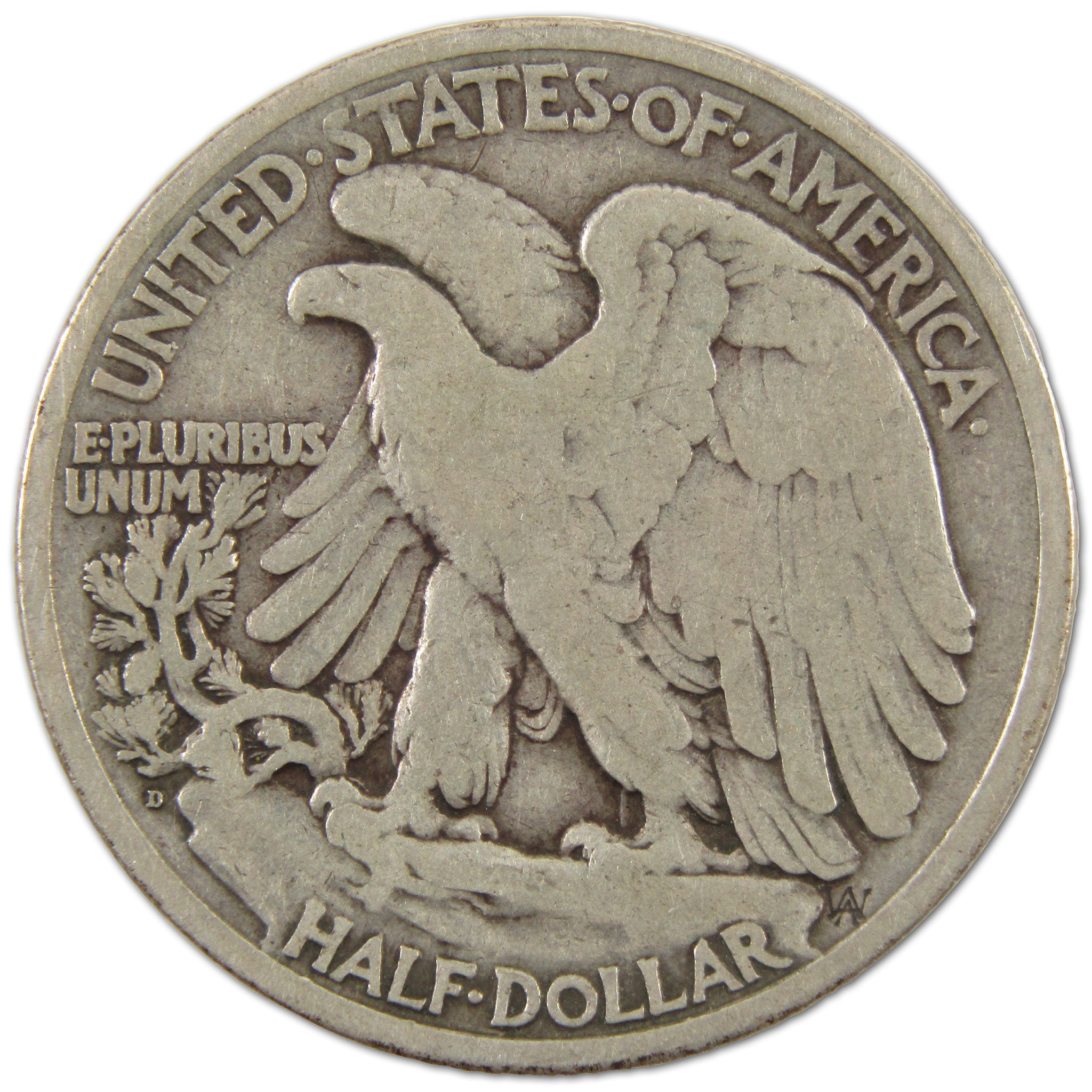 1919 D Liberty Walking Half Dollar F Fine Silver 50c Coin SKU:I10587