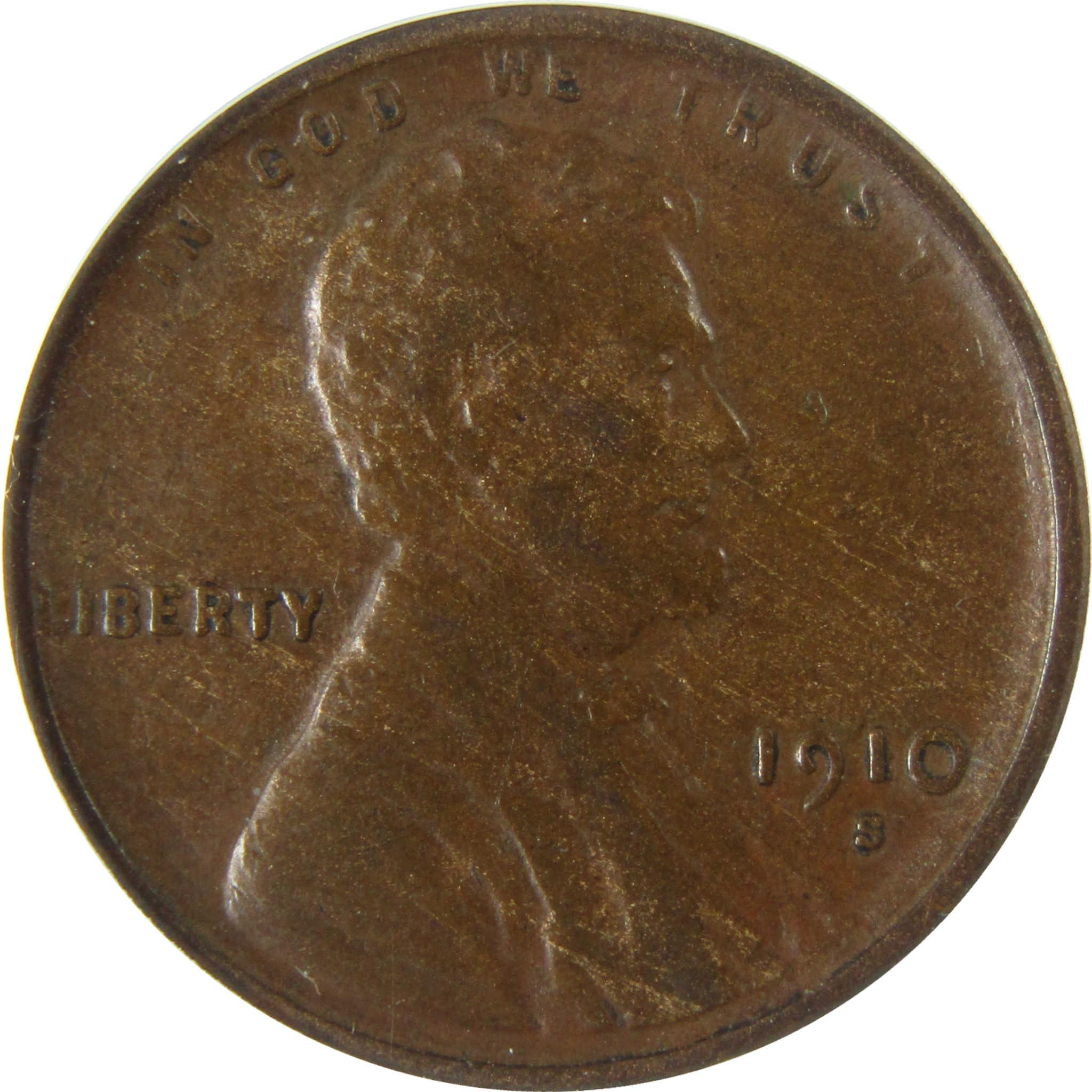 1910 S Lincoln Wheat Cent VF 30 ANACS Penny 1c Coin SKU:I27945