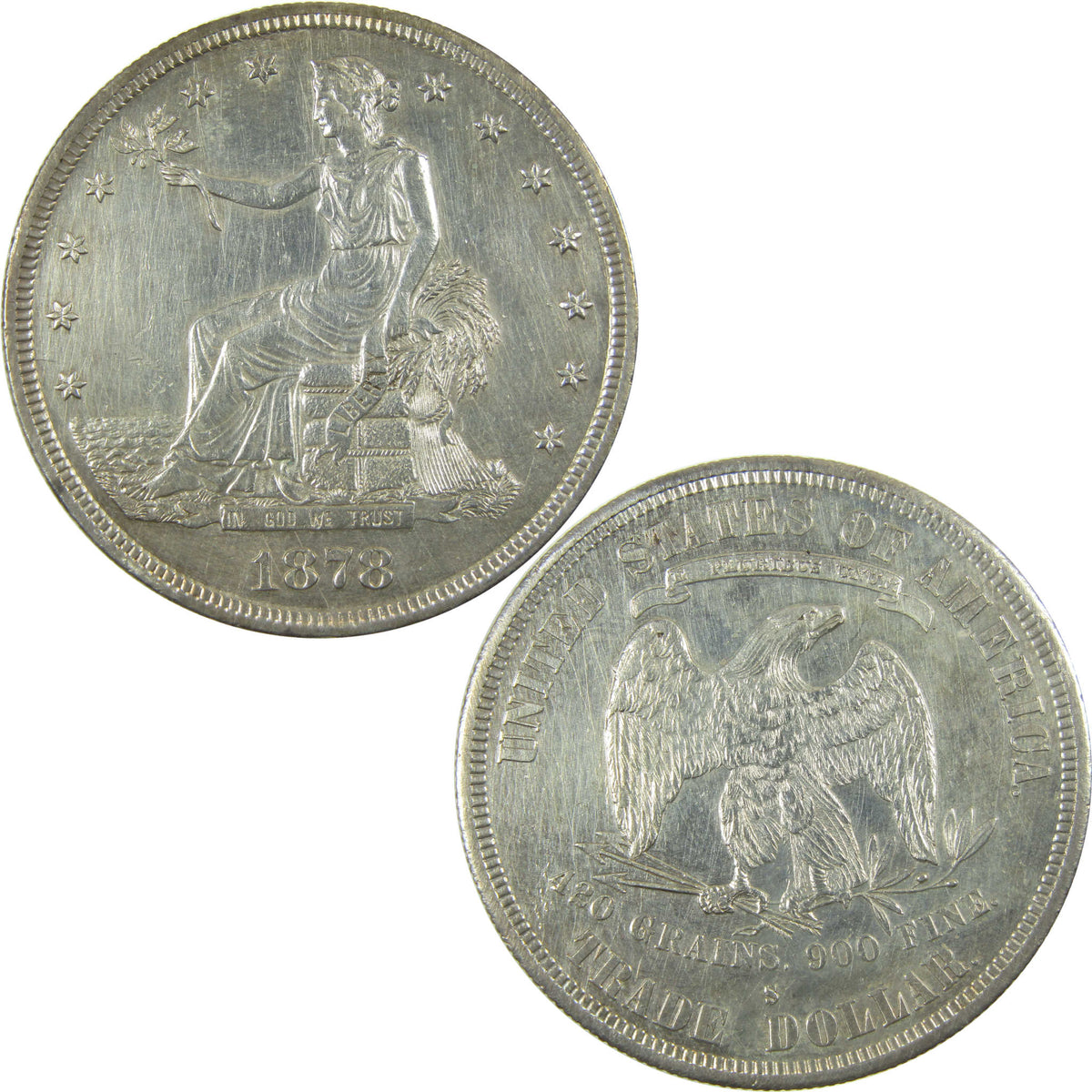 1878 S Trade Silver Dollar XF EF Extremely Fine Details SKU:CP1740