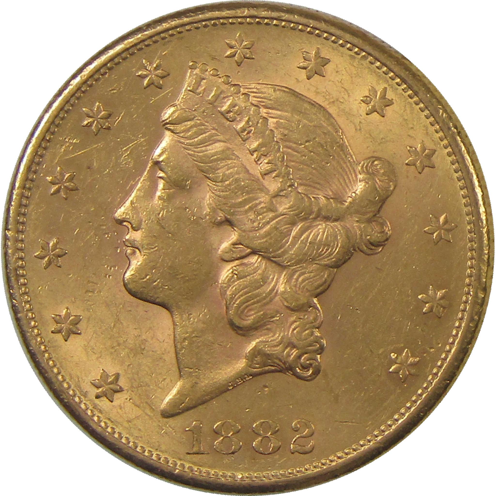 1882 S Liberty Head Gold Double Eagle AU About Uncirculated $20 Coin