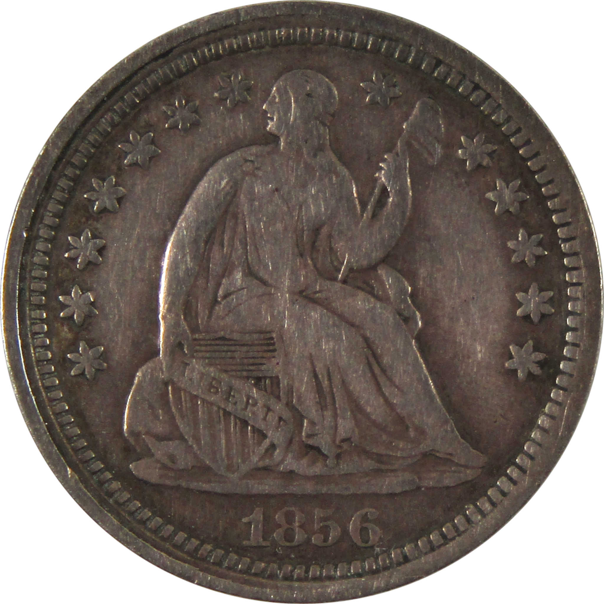 1856 Seated Liberty Half Dime F Fine 90% Silver 5c Coin SKU:I9987