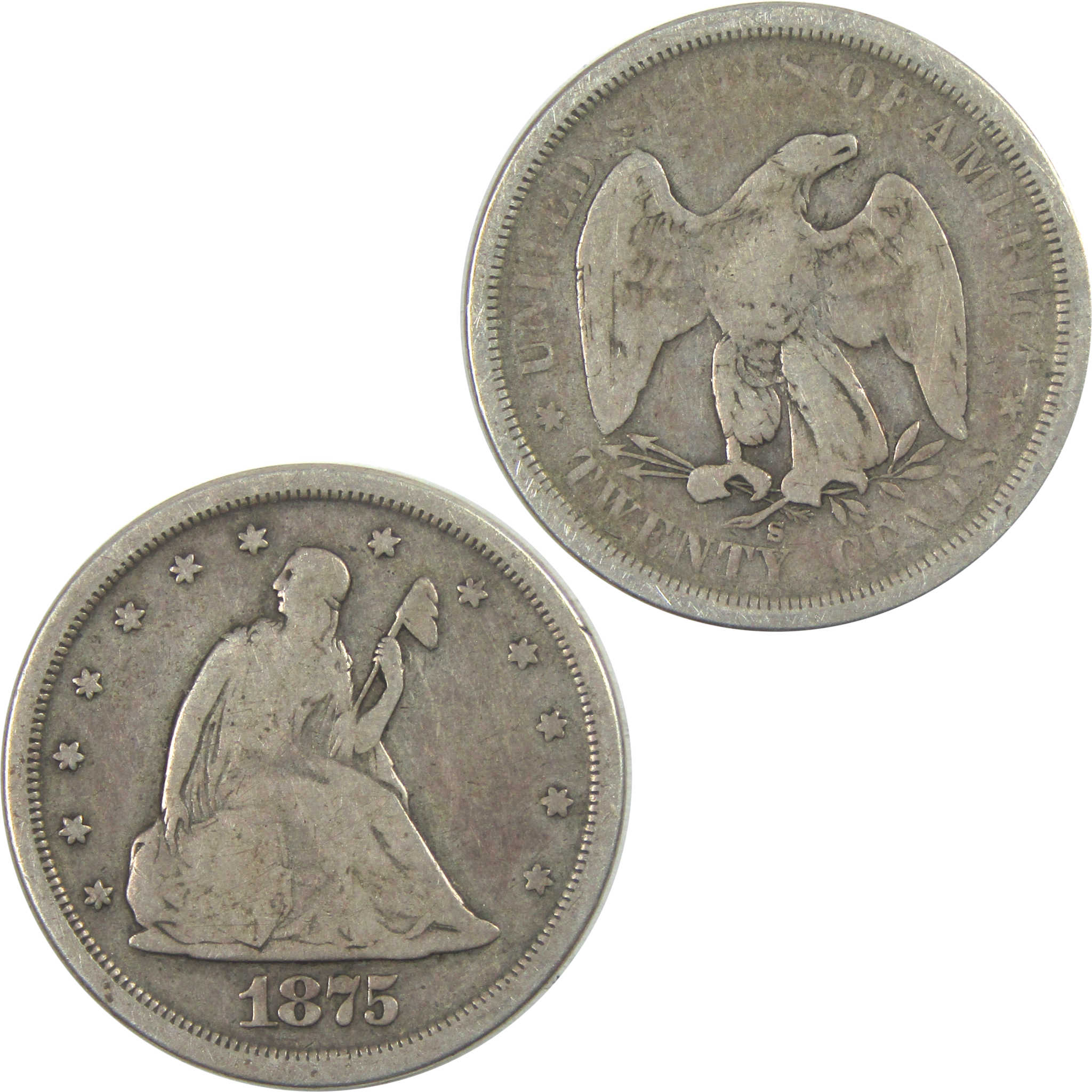 1875 S Seated Liberty Twenty Cent Piece G Good Silver 20c SKU:I15406