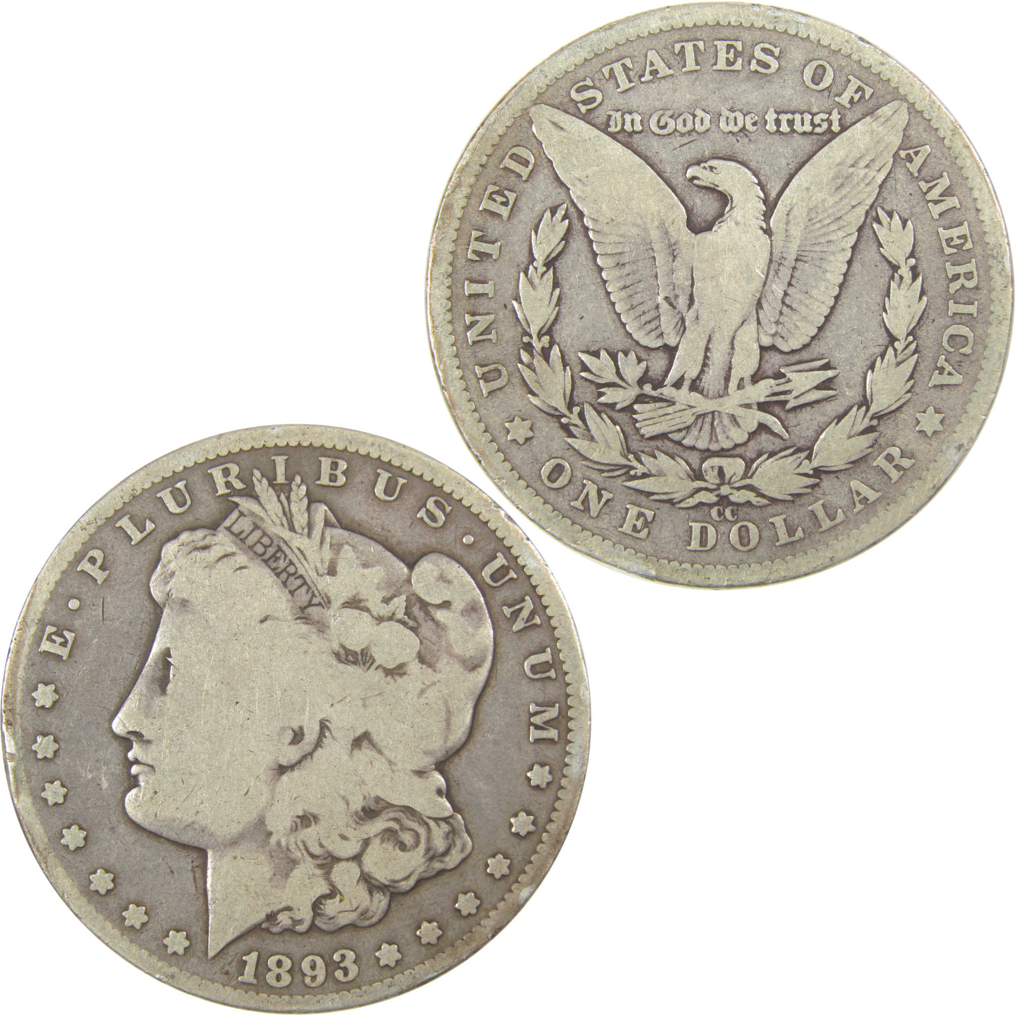 1893 CC Morgan Dollar VG Very Good Silver $1 Coin SKU:I19932 - Morgan coin - Morgan silver dollar - Morgan silver dollar for sale - Profile Coins &amp; Collectibles