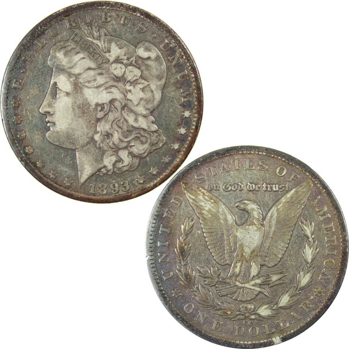 1893 CC Morgan Silver Dollar F Fine Details $1 Coin SKU:CP1745
