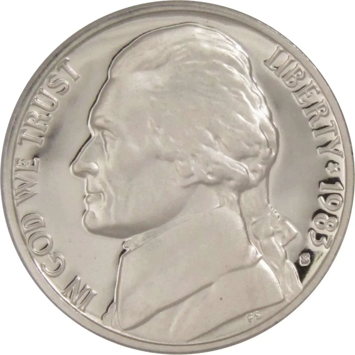 1983 S Jefferson Nickel Proof 5c Coin Collectible