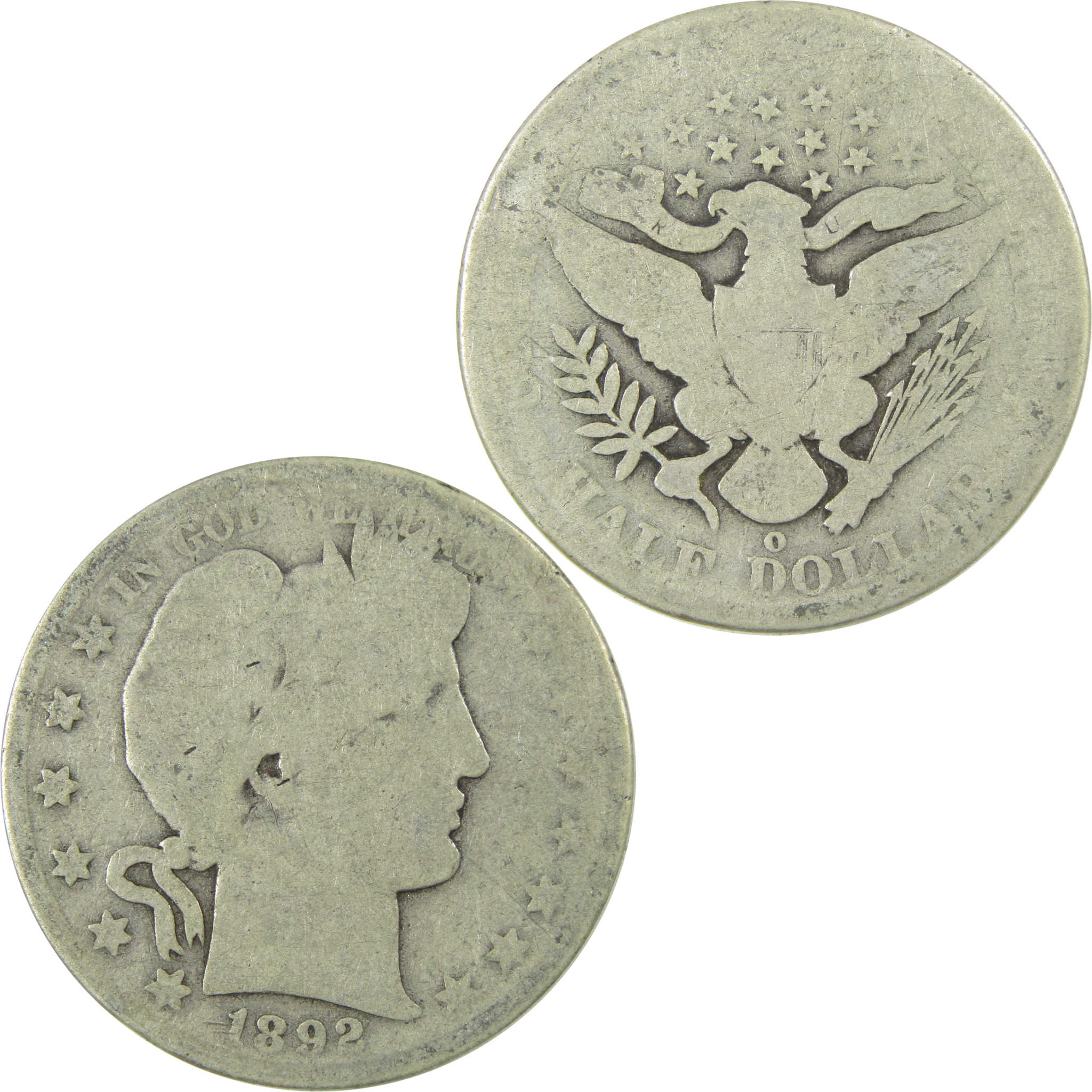 1892 O Barber Silver Half Dollar AG About Good 50c Coin SKU:I24632