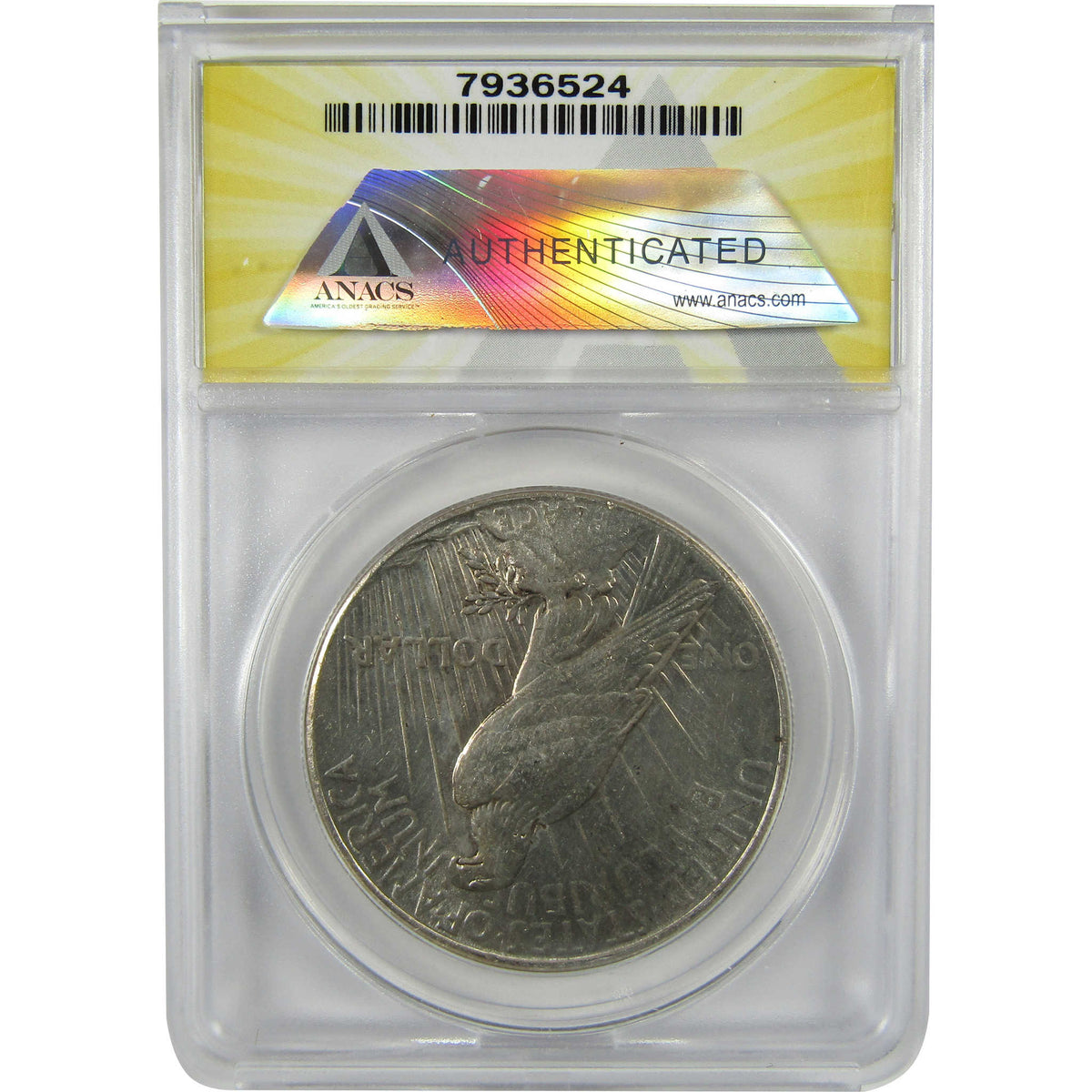 1926 VAM-2 Dbl Rev Peace Silver $1 AU 58 Details ANACS SKU:I28588