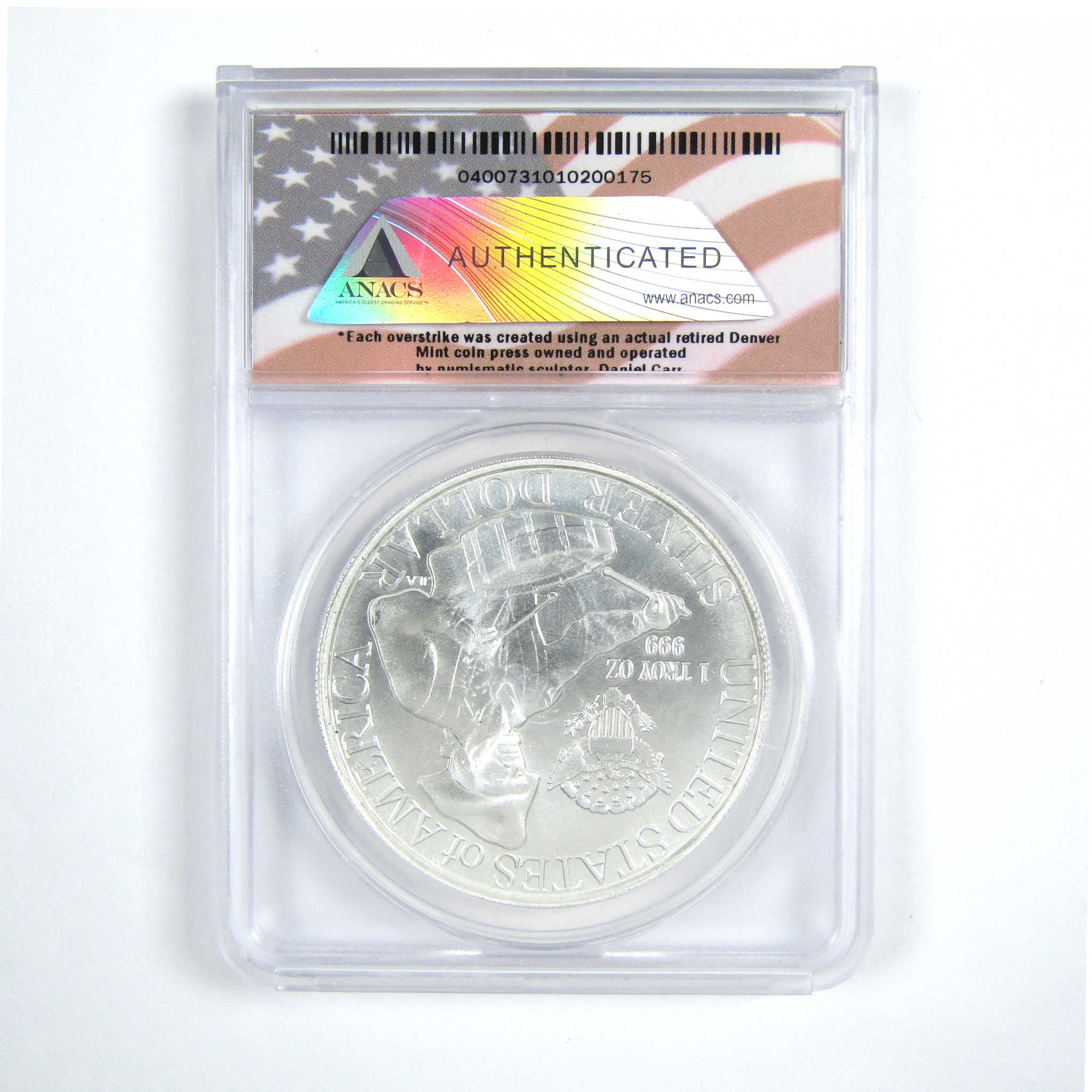 Overstruck American Eagle 1 oz Silver Round MS 69 ANACS SKU:CPC7121