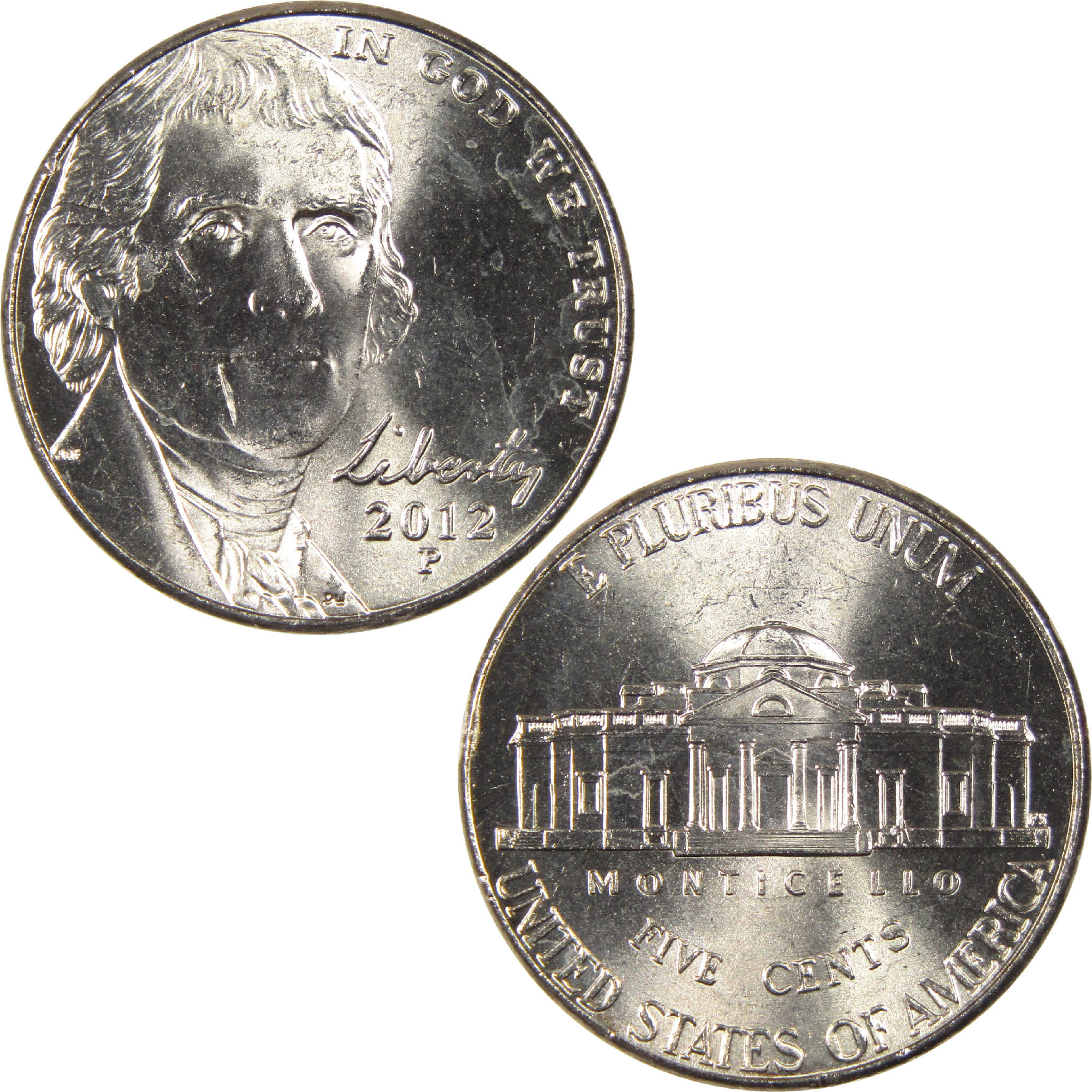 2012 P Jefferson Nickel Uncirculated 5c Coin