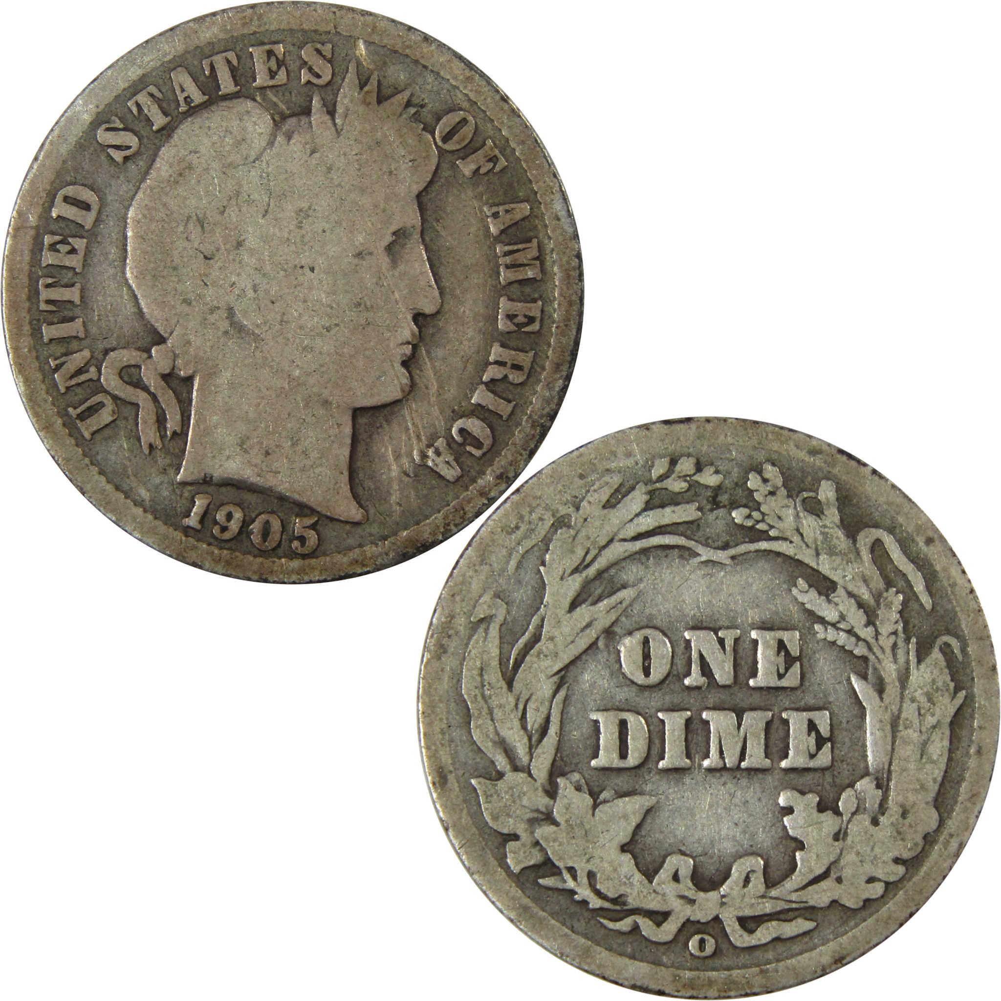 1905 O Micro O Barber Silver Dime G Good Details 10c Coin SKU:I26614
