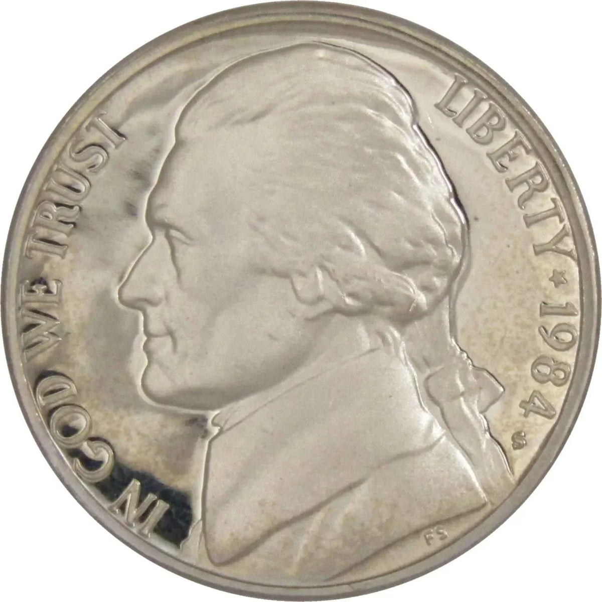 1984 S Jefferson Nickel Proof 5c Coin Collectible