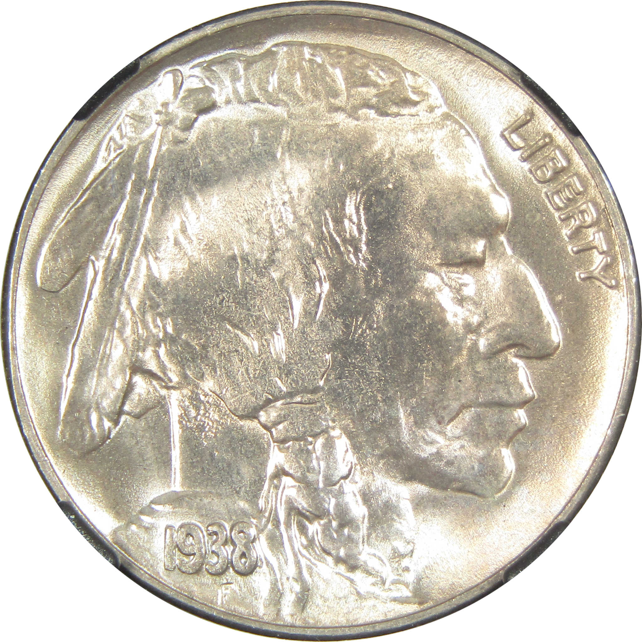 1938 D Buffalo Nickel MS 66 NGC 5c Original Bag Fragment SKU:I14598