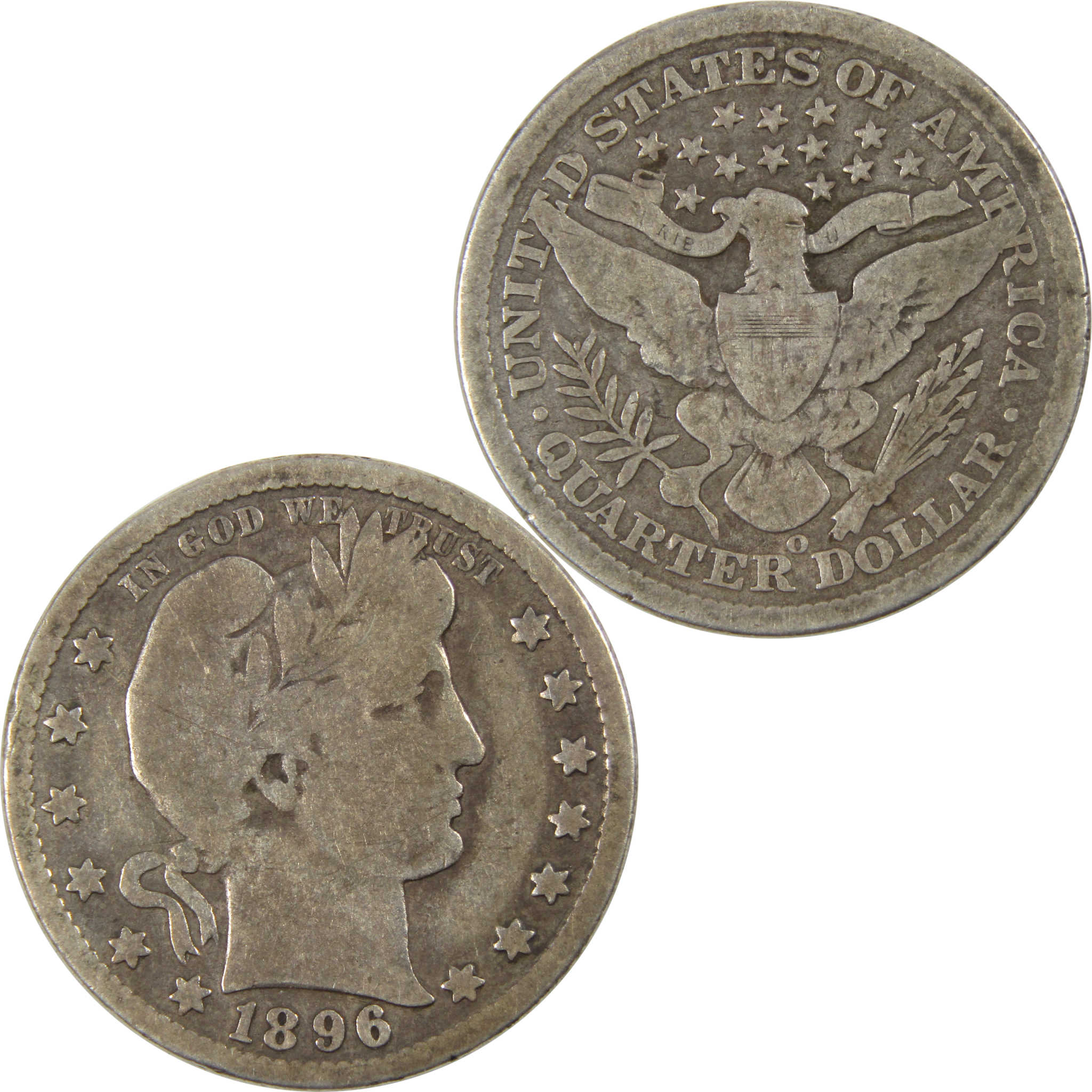 1896 O Barber Quarter G Good 90% Silver 25c Coin SKU:I8356