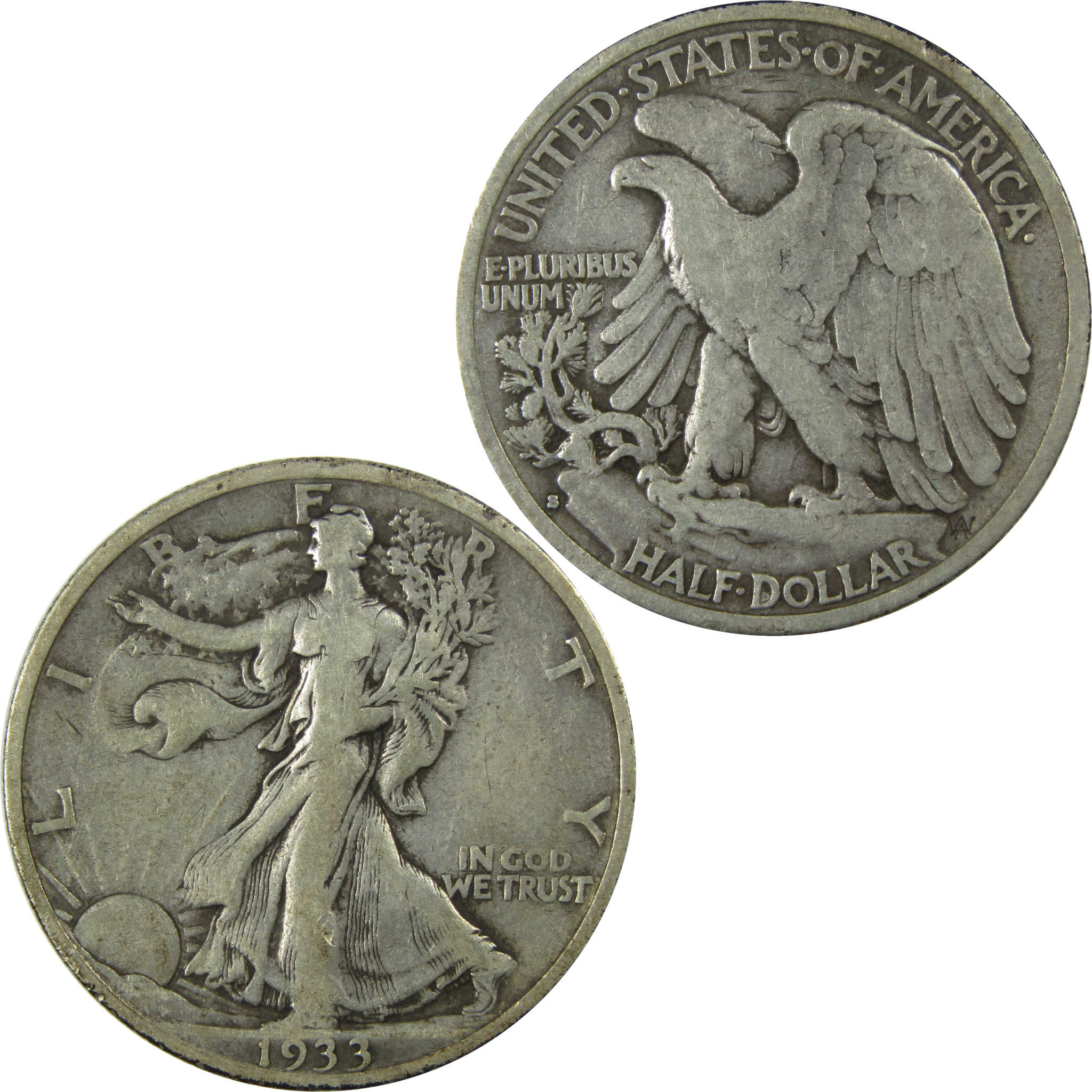 1933 S Liberty Walking Silver Half Dollar VF Very Fine SKU:I25953