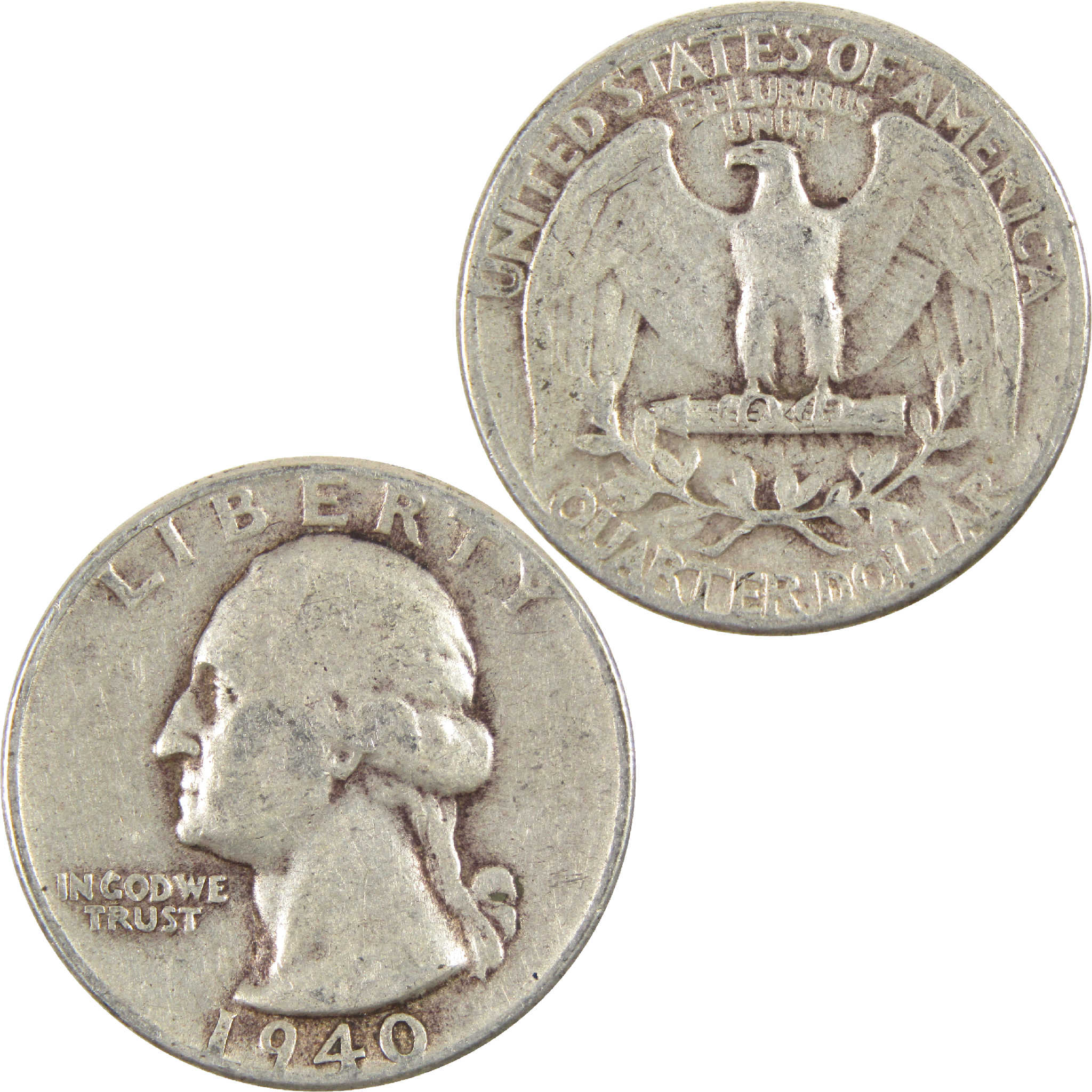 1940 Washington Quarter VG Very Good Silver 25c Coin