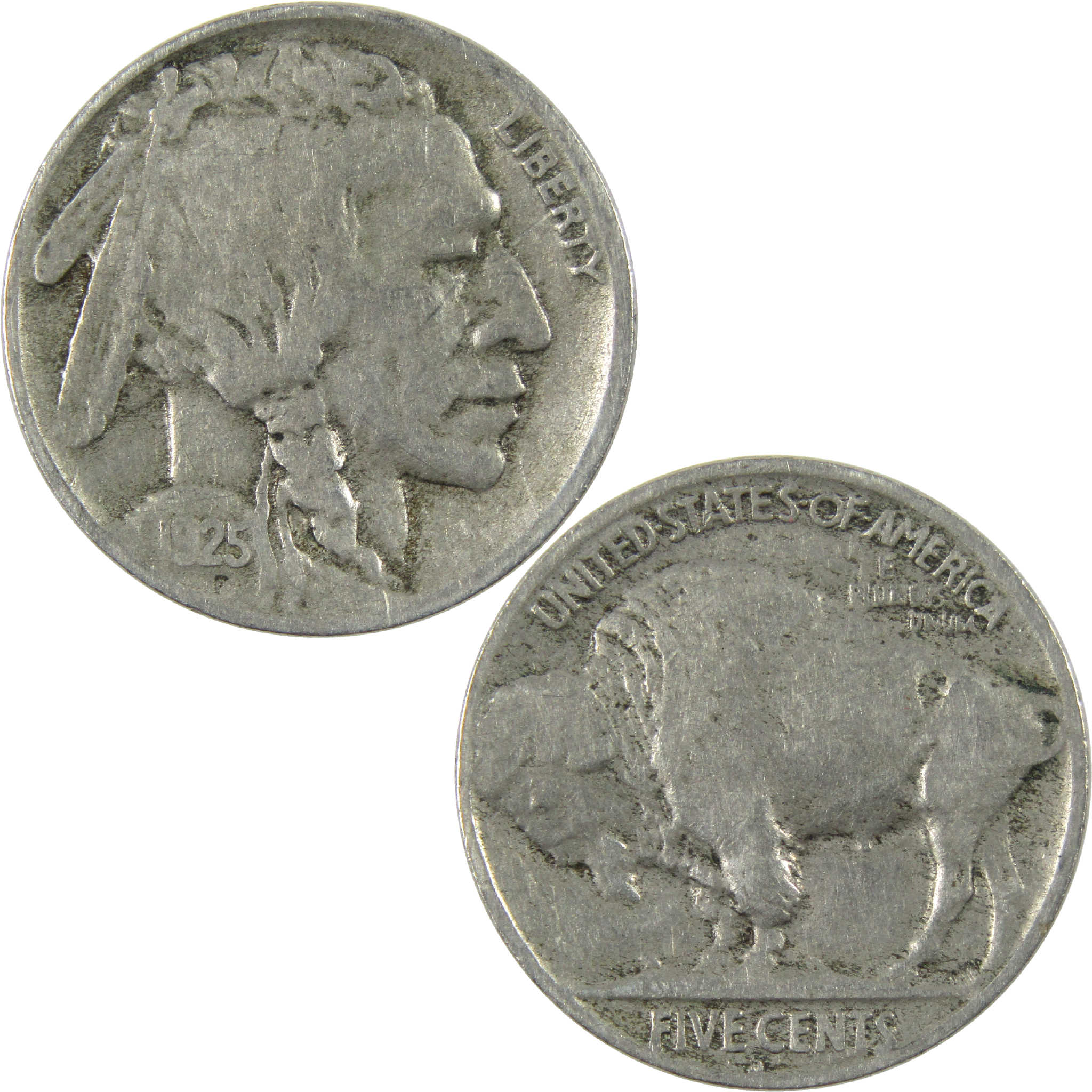 1925 Indian Head Buffalo Nickel F Fine 5c Coin SKU:I11854