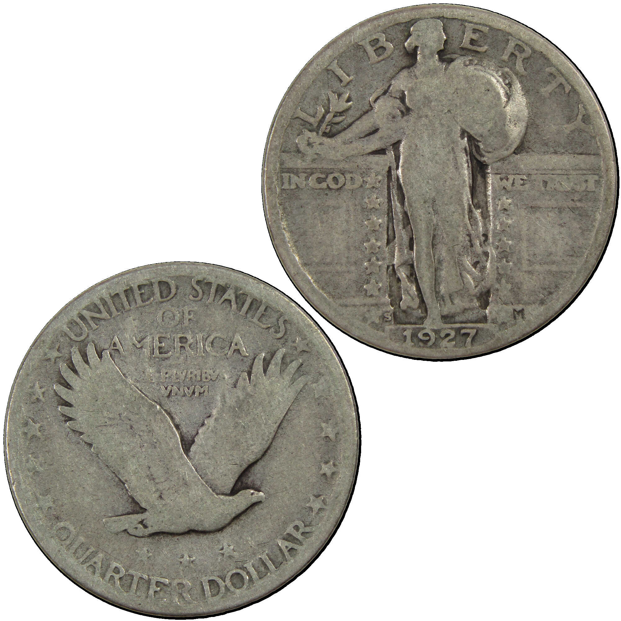 1927 S Standing Liberty Quarter G/VG Good Very Good Silver SKU:I12943