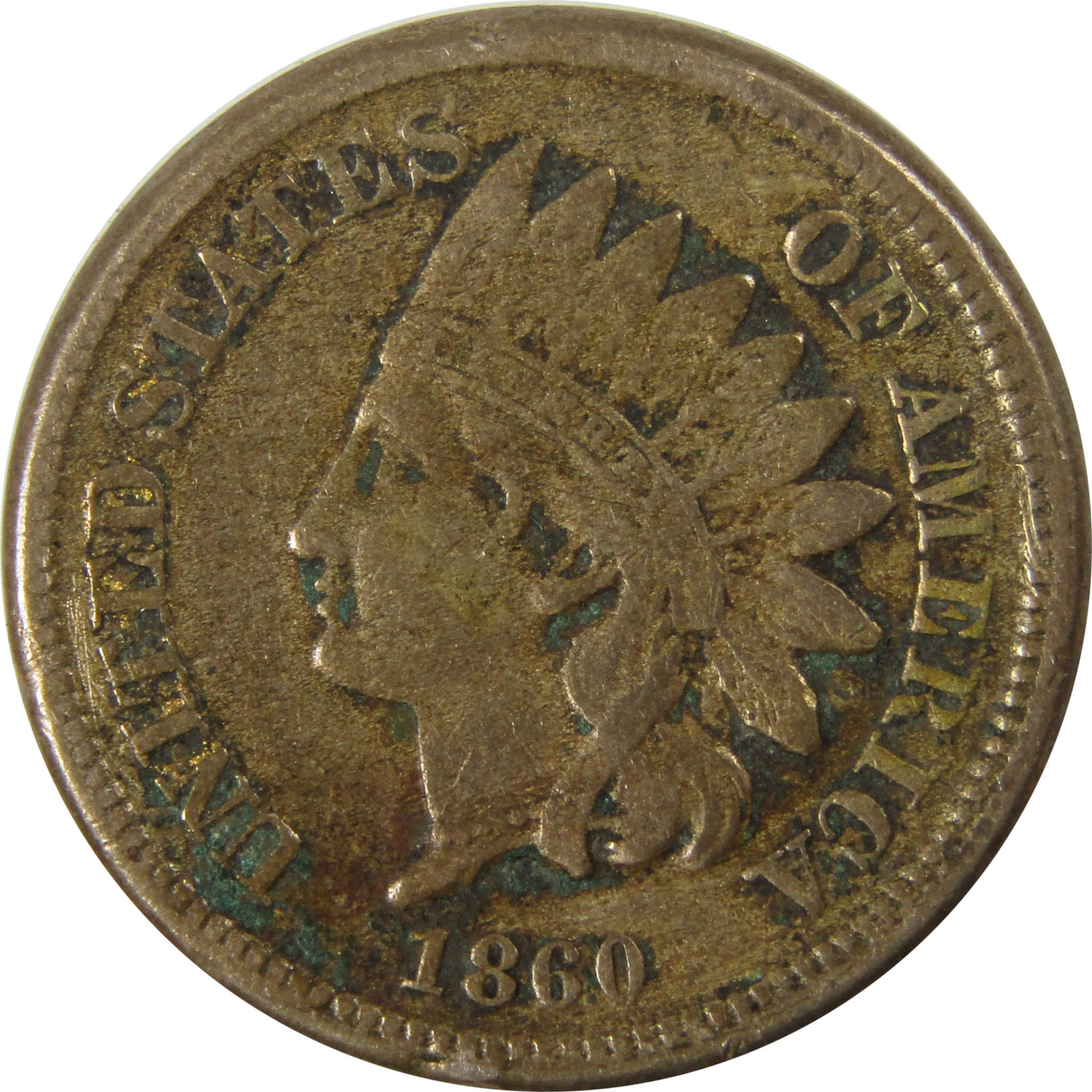 1860 Pointed Bust Indian Head Cent F Fine Details Penny SKU:CP1190