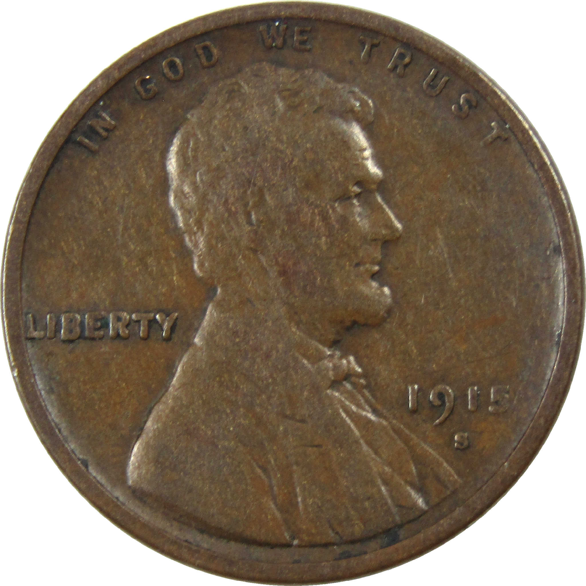 1915 S Lincoln Wheat Cent F Fine Penny 1c Coin SKU:I12181