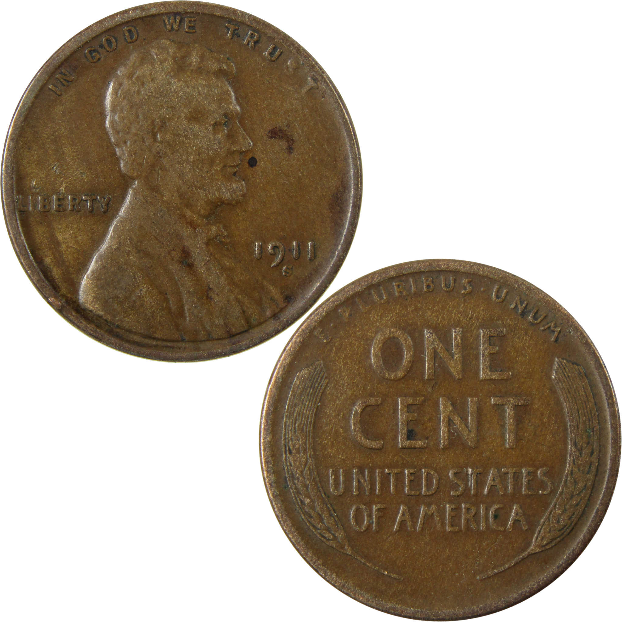 1911 S Lincoln Wheat Cent F Fine Penny 1c Coin Collectible SKU:I28133