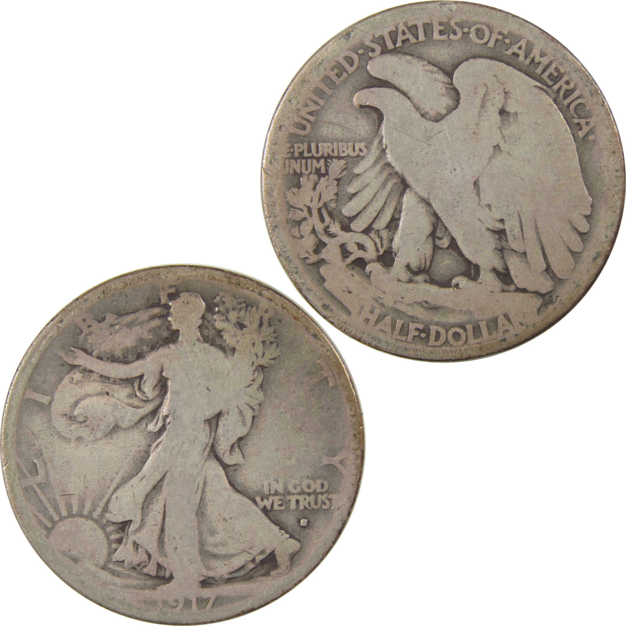 1917 S Obverse Liberty Walking Silver 50c AG About Good SKU:I24140