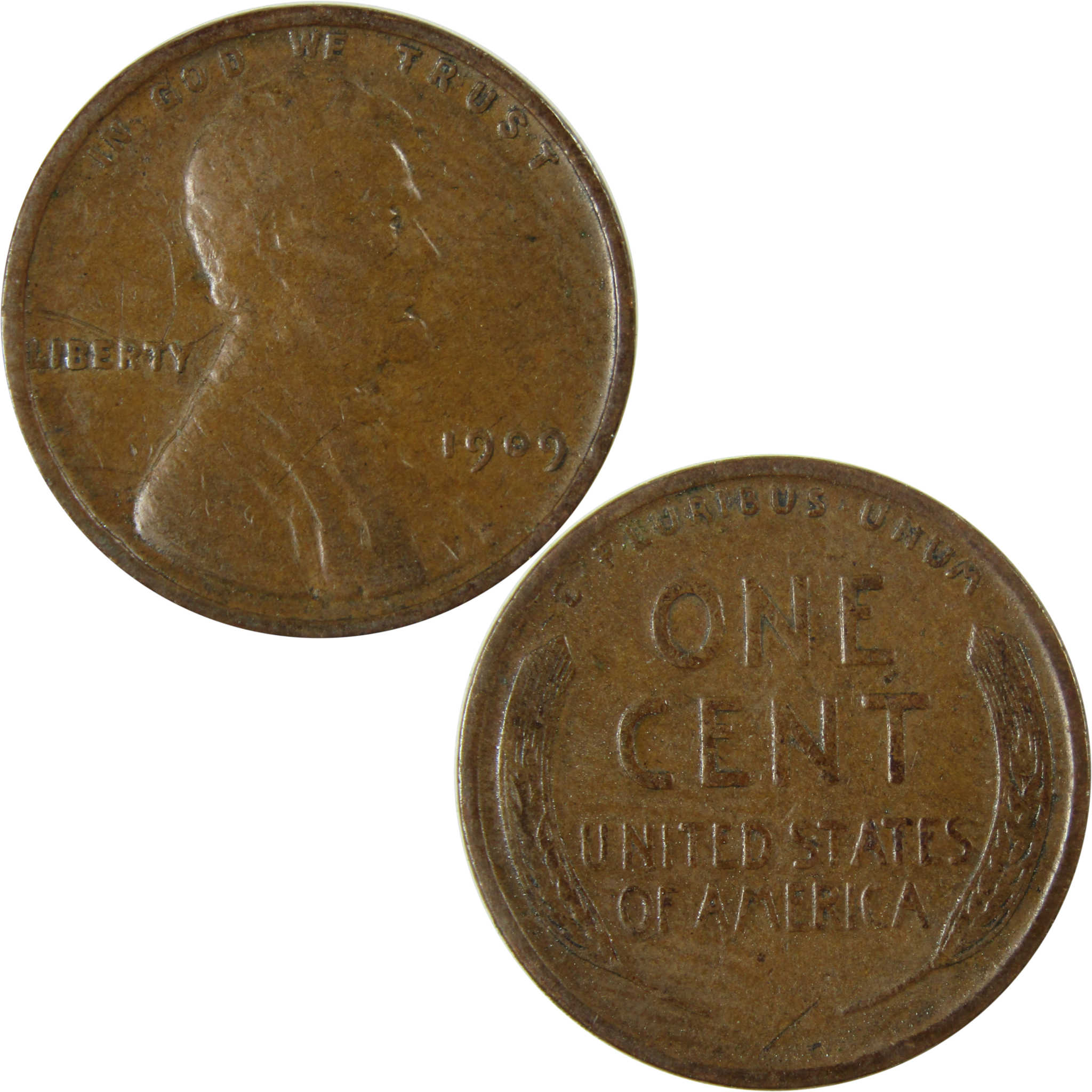 1909 Lincoln Wheat Cent F Fine Penny 1c Coin Collectible SKU:I26327
